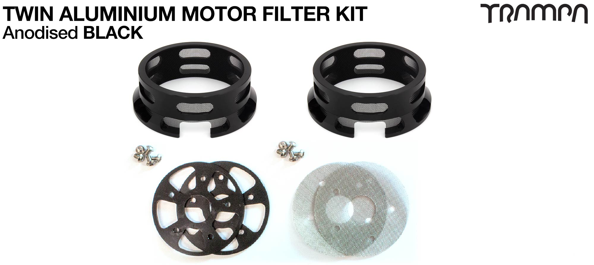 HALF CAGE Motor protection  - BLACK anodised with Filter & Fan - TWIN