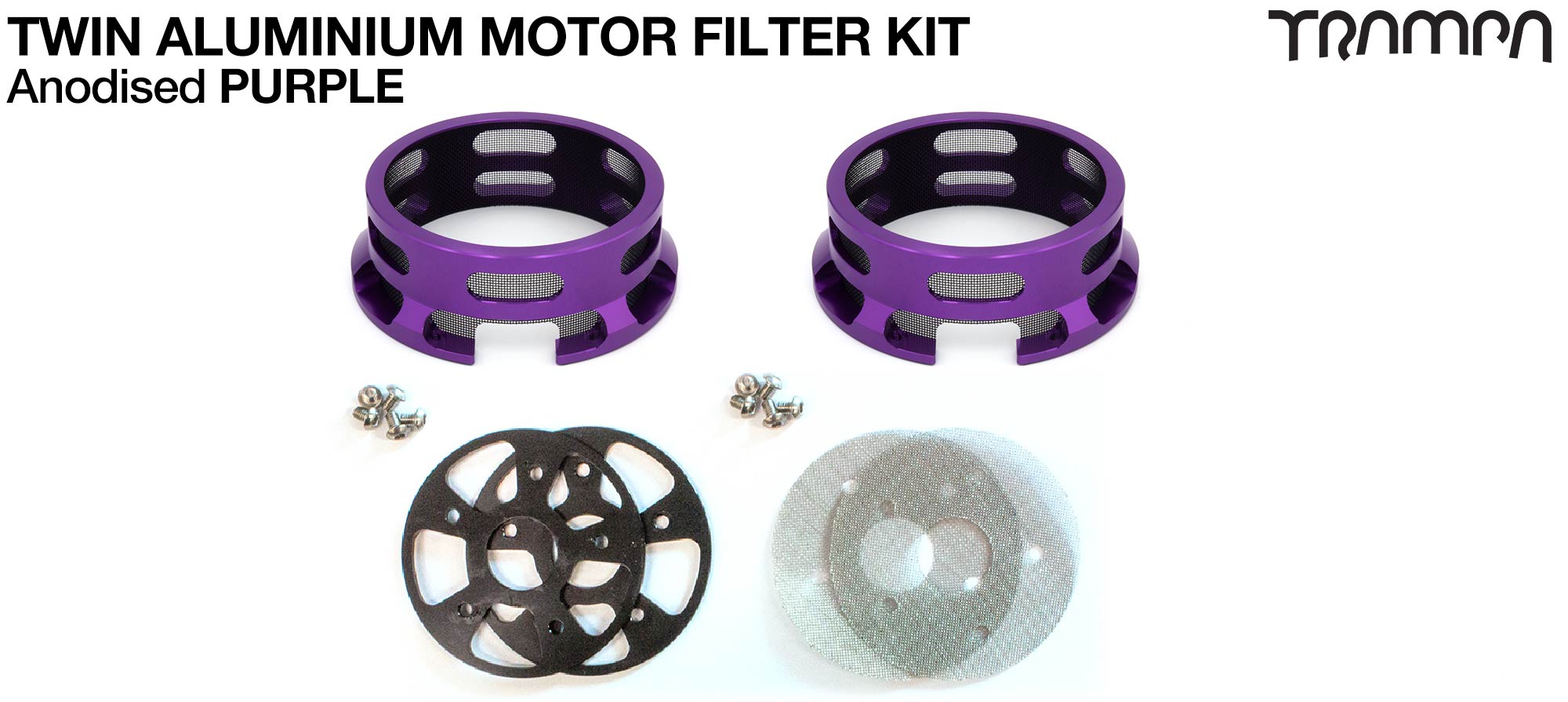 14FiFties HALF CAGE Motor protection - PURPLE anodised with Filter & Fan - TWIN