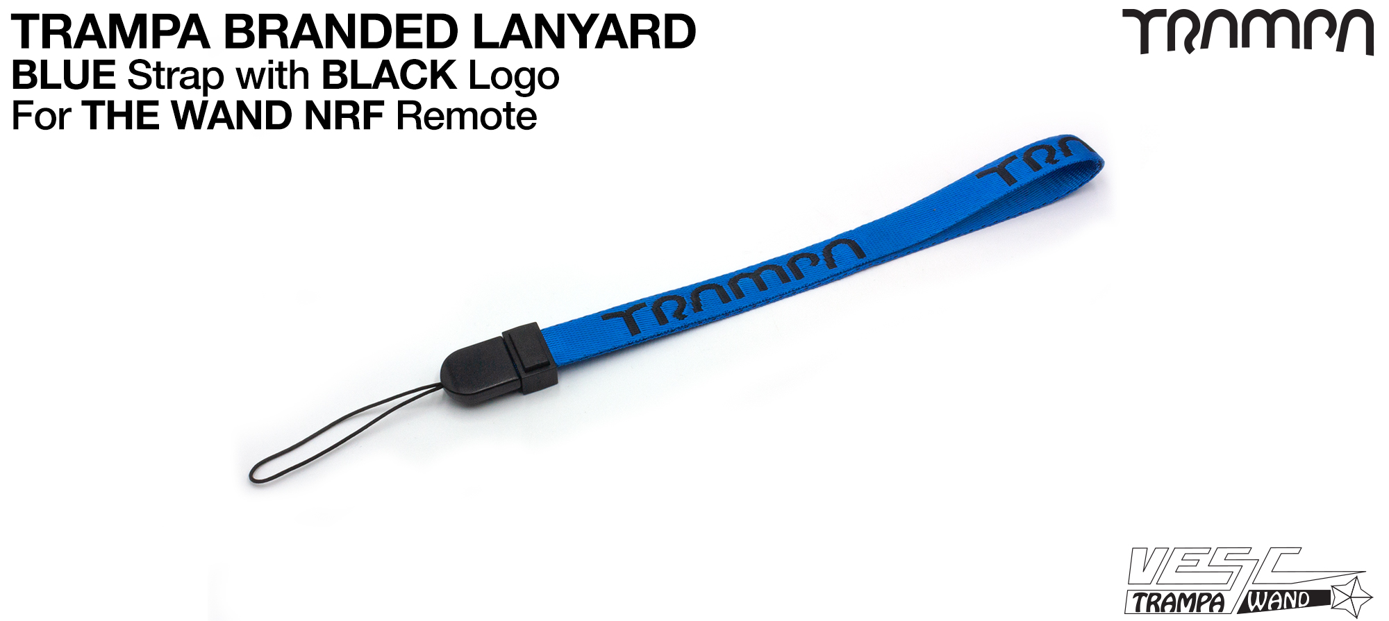 WAND - Lanyard / Wrist Strap - BLUE Strap with BLACK Logo 