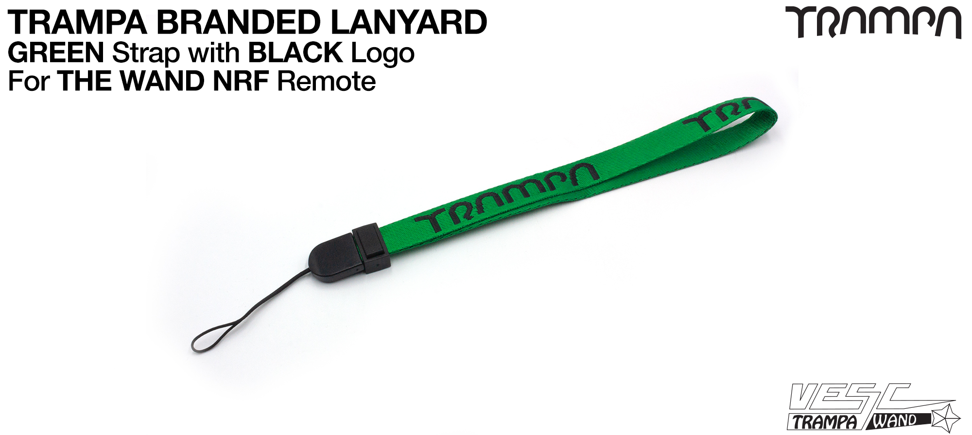 WAND - Lanyard / Wrist Strap - GREEN Strap with BLACK Logo