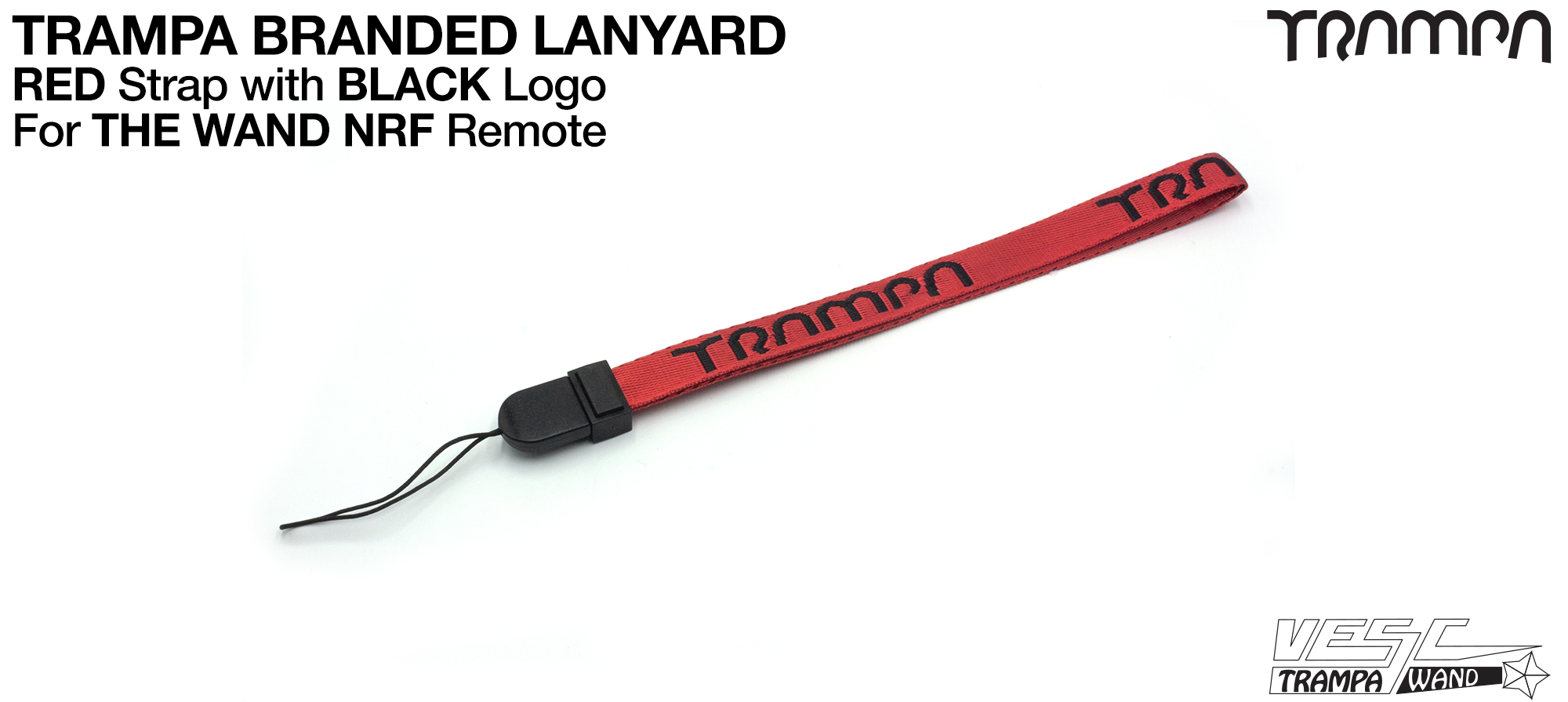 RED with BLACK Logo WAND LANYARD