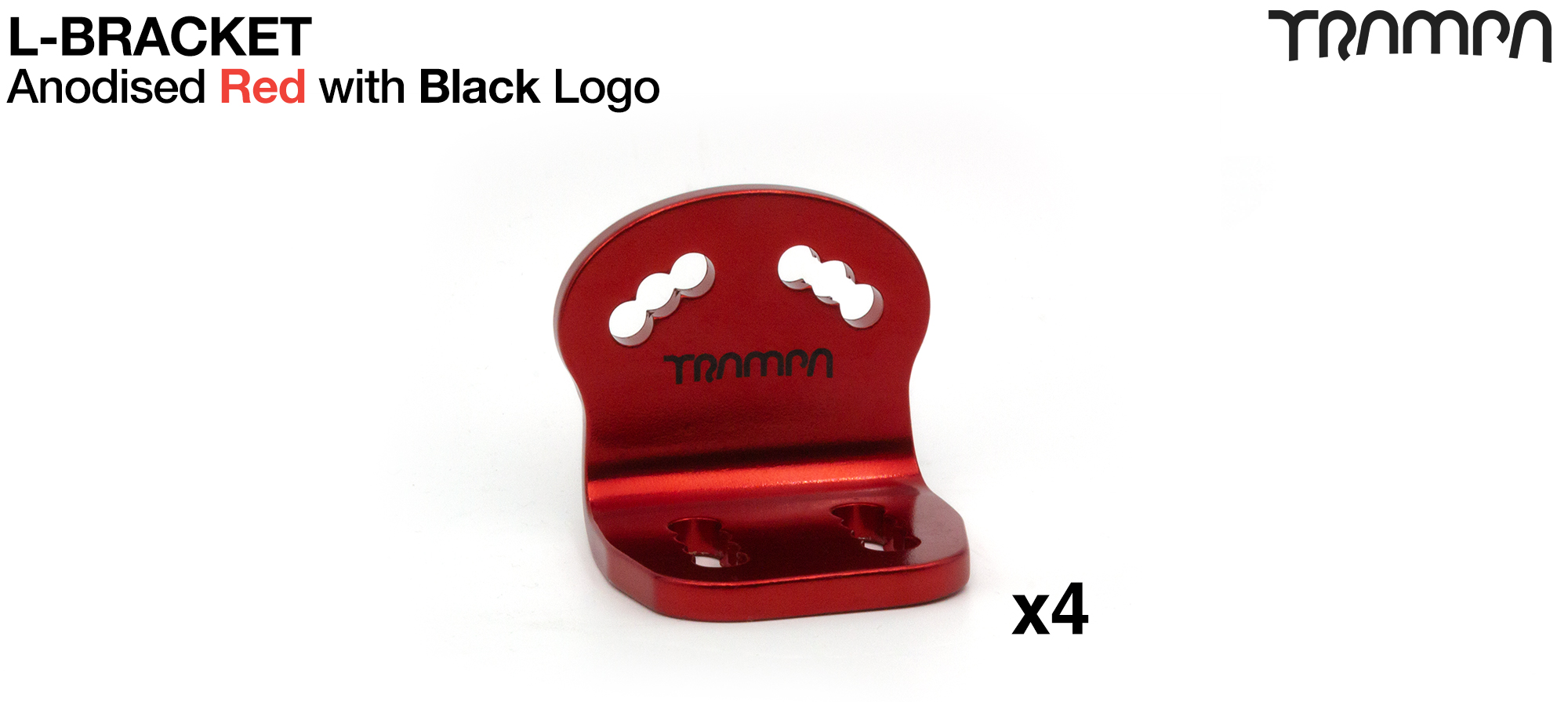 L Bracket - Anodised RED with BLACK logo x4