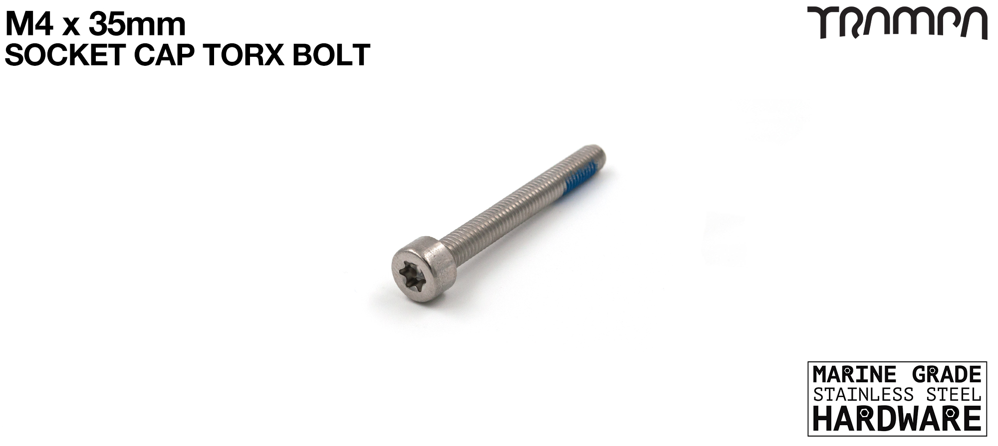 M4 x 35mm Socket Capped TORX Bolt - Marine Grade Stainless steel with locking paste 