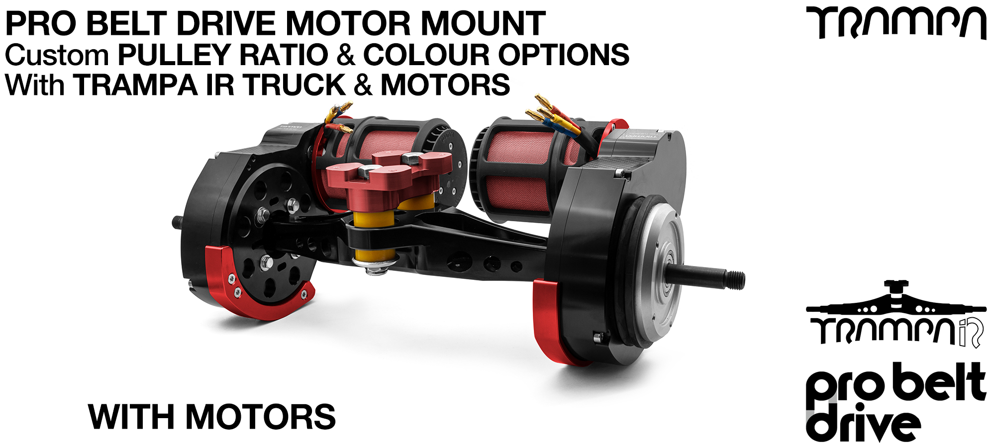 16mm PRO BELT DRIVE LOADED Motor Mounts MOTORS, PULLEYS & Motor PROTECTION FILTERS mounted on a CNC TRAMPA-IR TRUCK