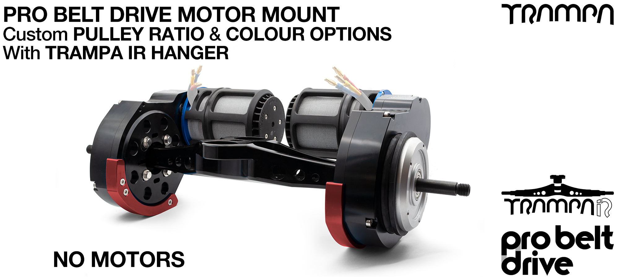 16mm PRO BELT DRIVE Motor Mounts with PULLEYS & FILTERS mounted on a TRAMPA-IR Hanger - NO Motors
