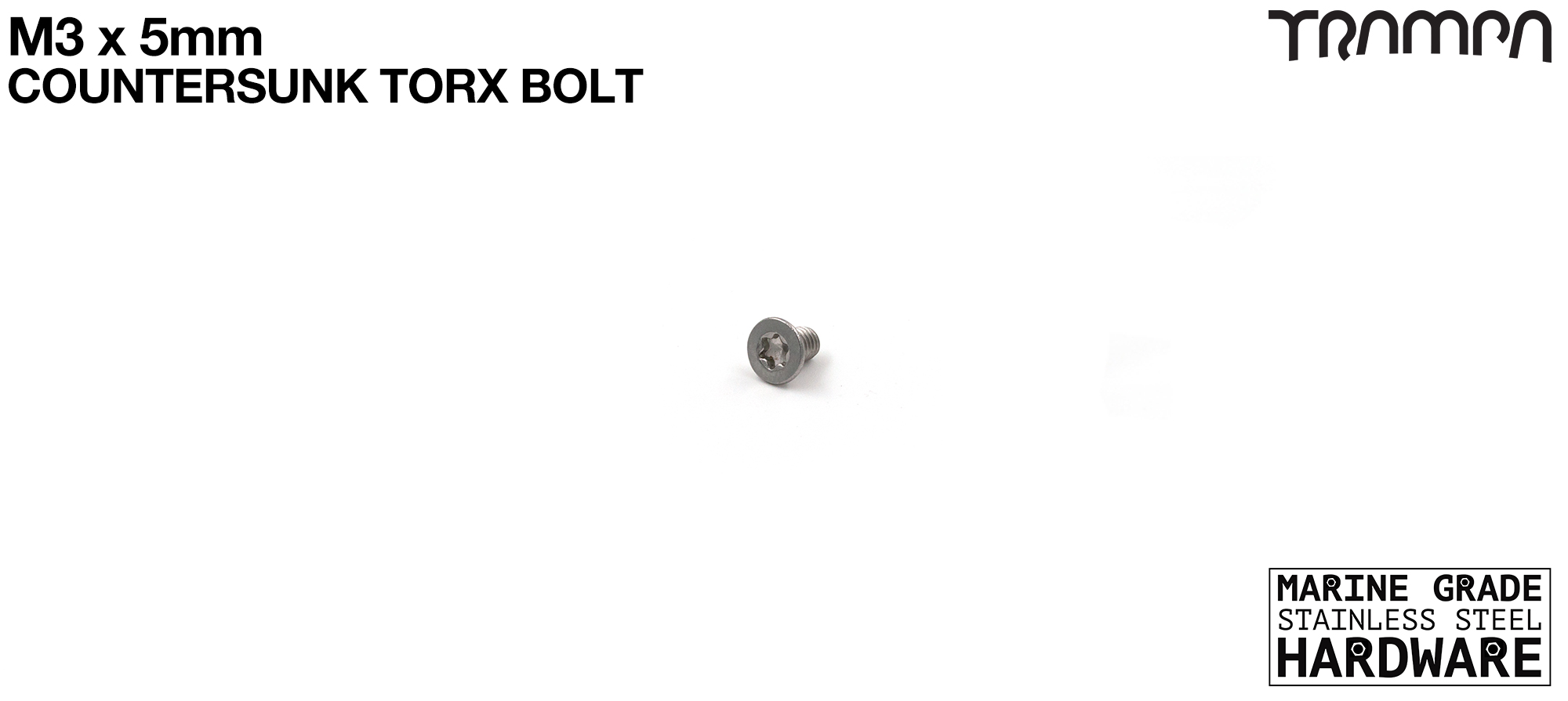 M3 x 5mm TORX Countersunk Bolt - Marine Grade Stainless steel with TORX Fitting