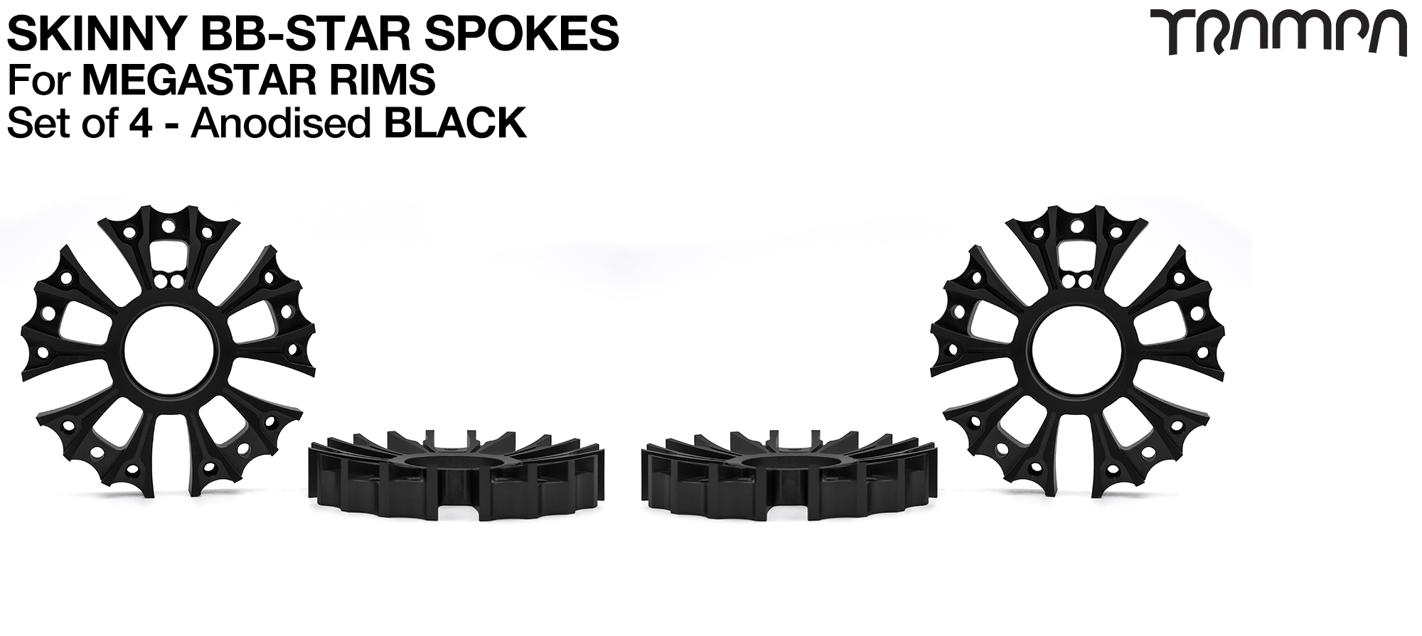 Set of 4 SKINNY BBStar Spokes - BLACK