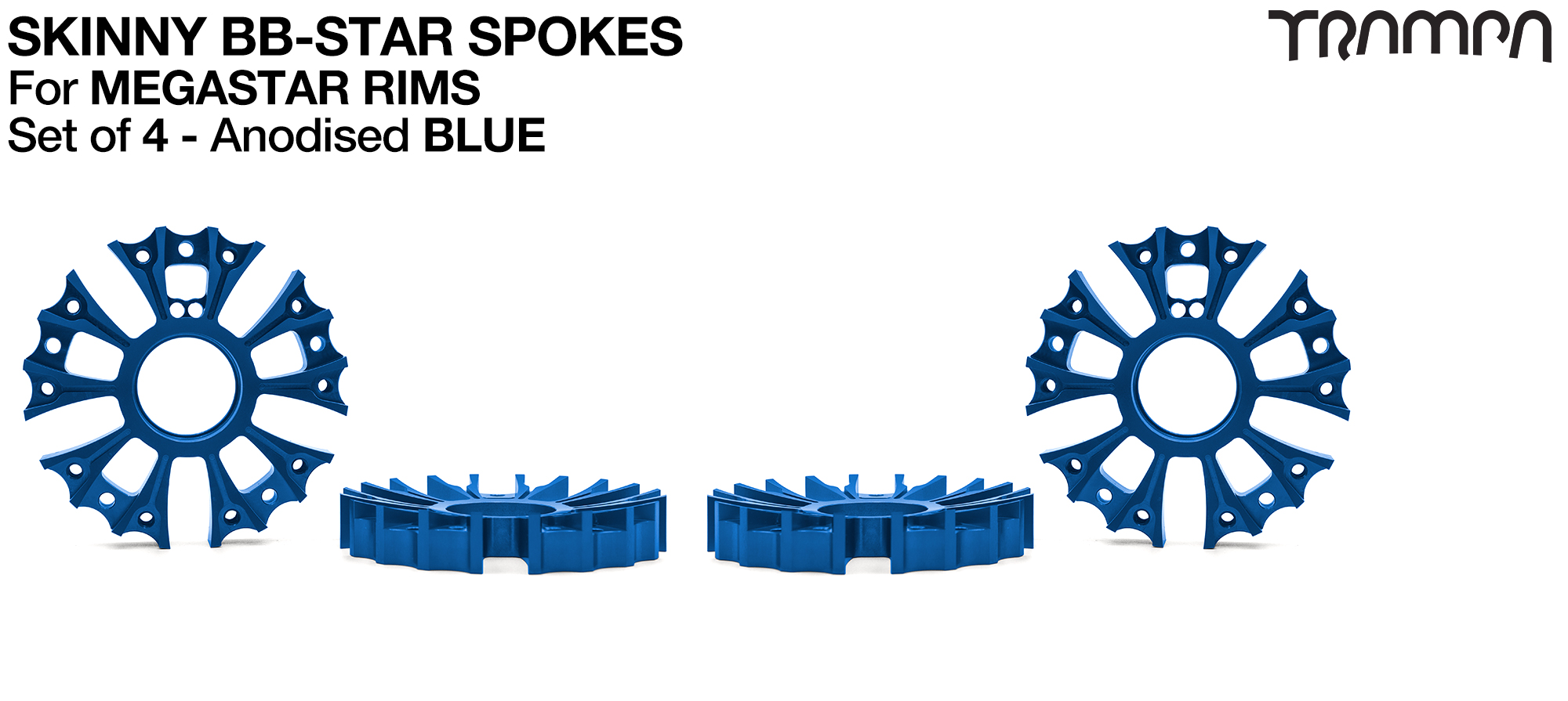 Set of 4 SKINNY BBStar Spokes - BLUE