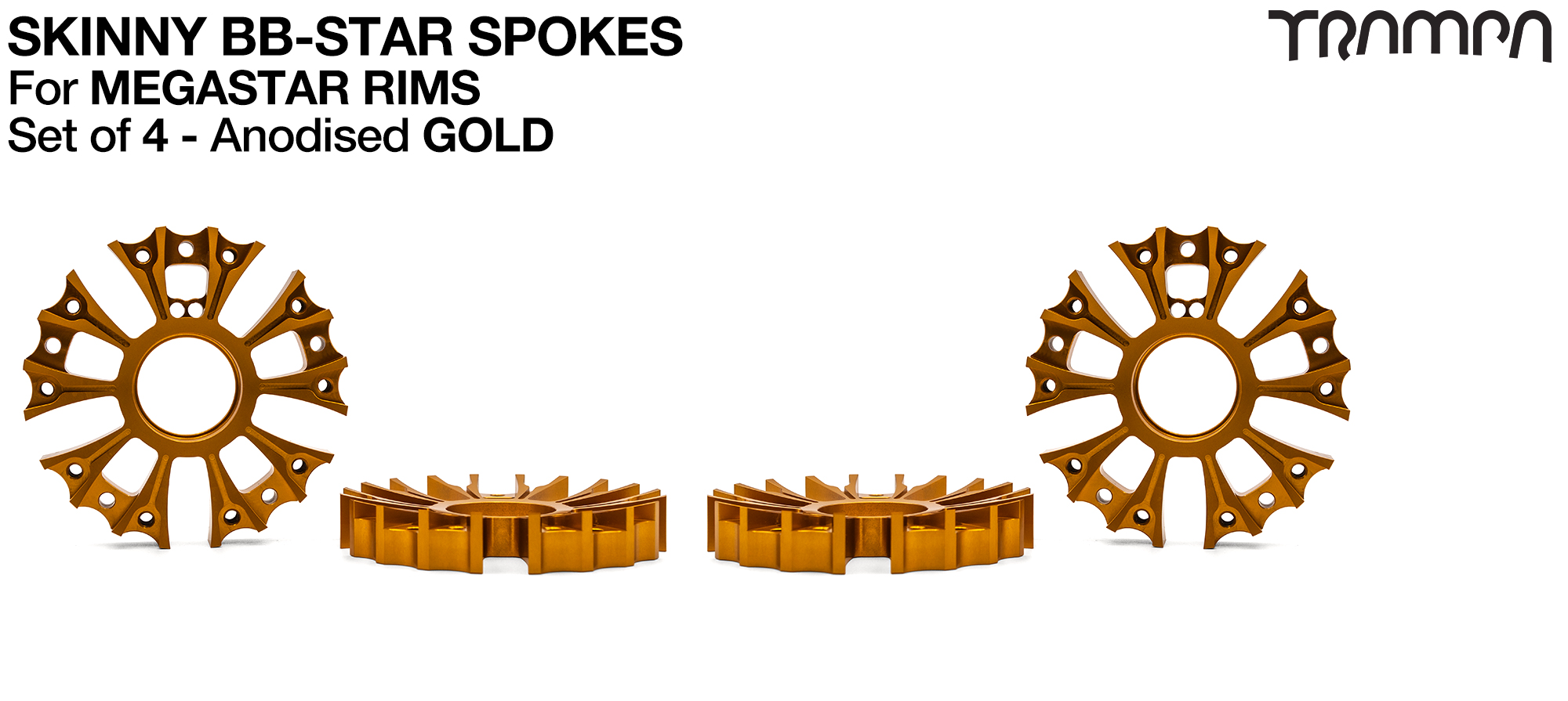 Set of 4 SKINNY BBStar Spokes - GOLD