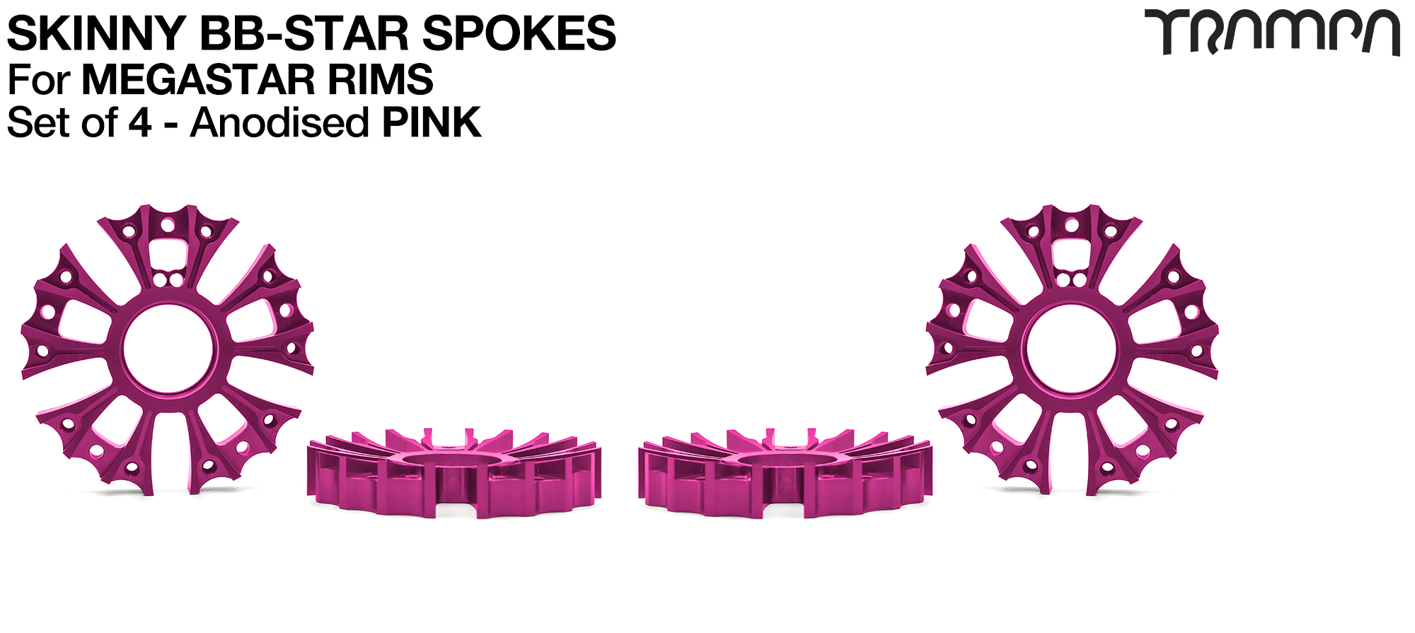 Set of 4 SKINNY BBStar Spokes - PINK