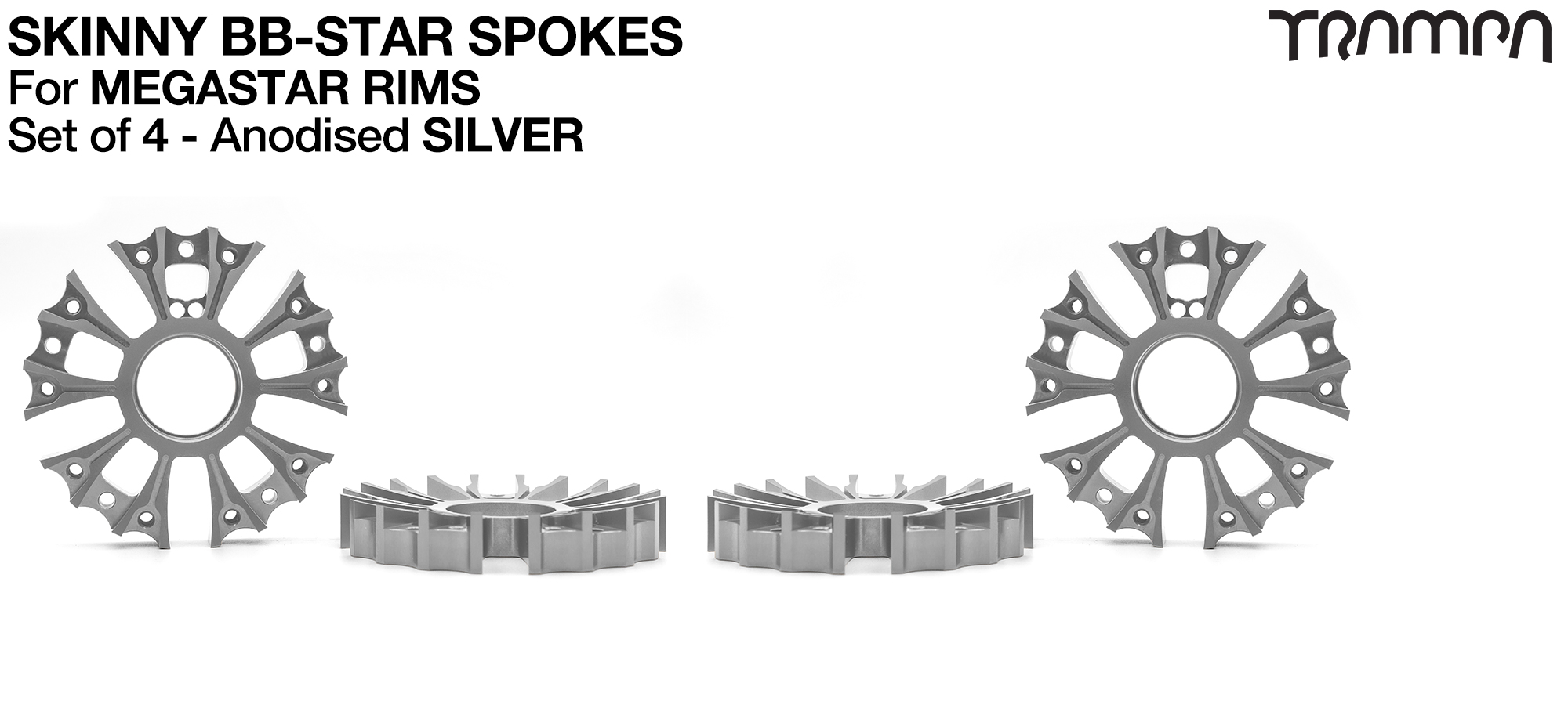 Set of 4 SKINNY BBStar Spokes - SILVER