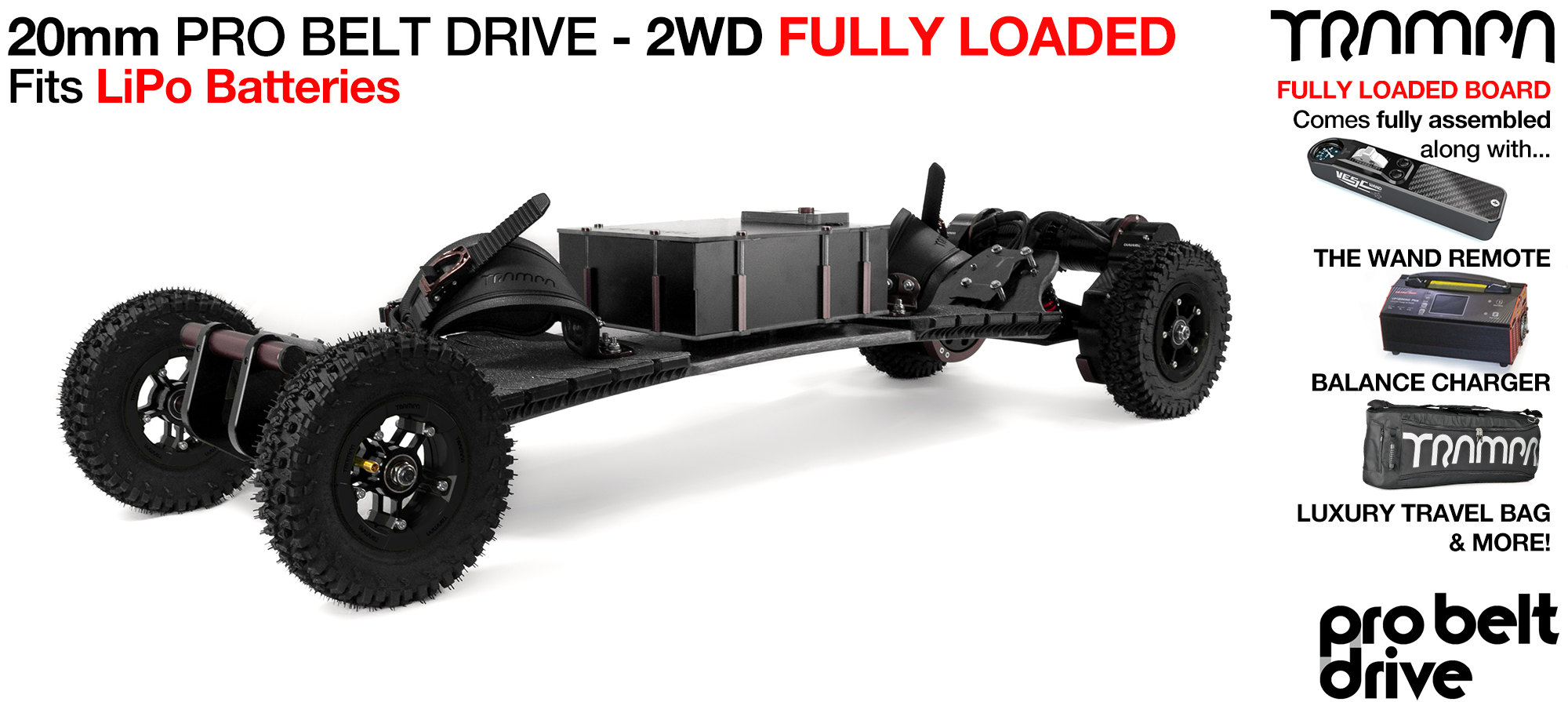 2WD 20mm PRO BELT DRIVE E-MTB - LOADED for Li-Po Cells  (£2,000)