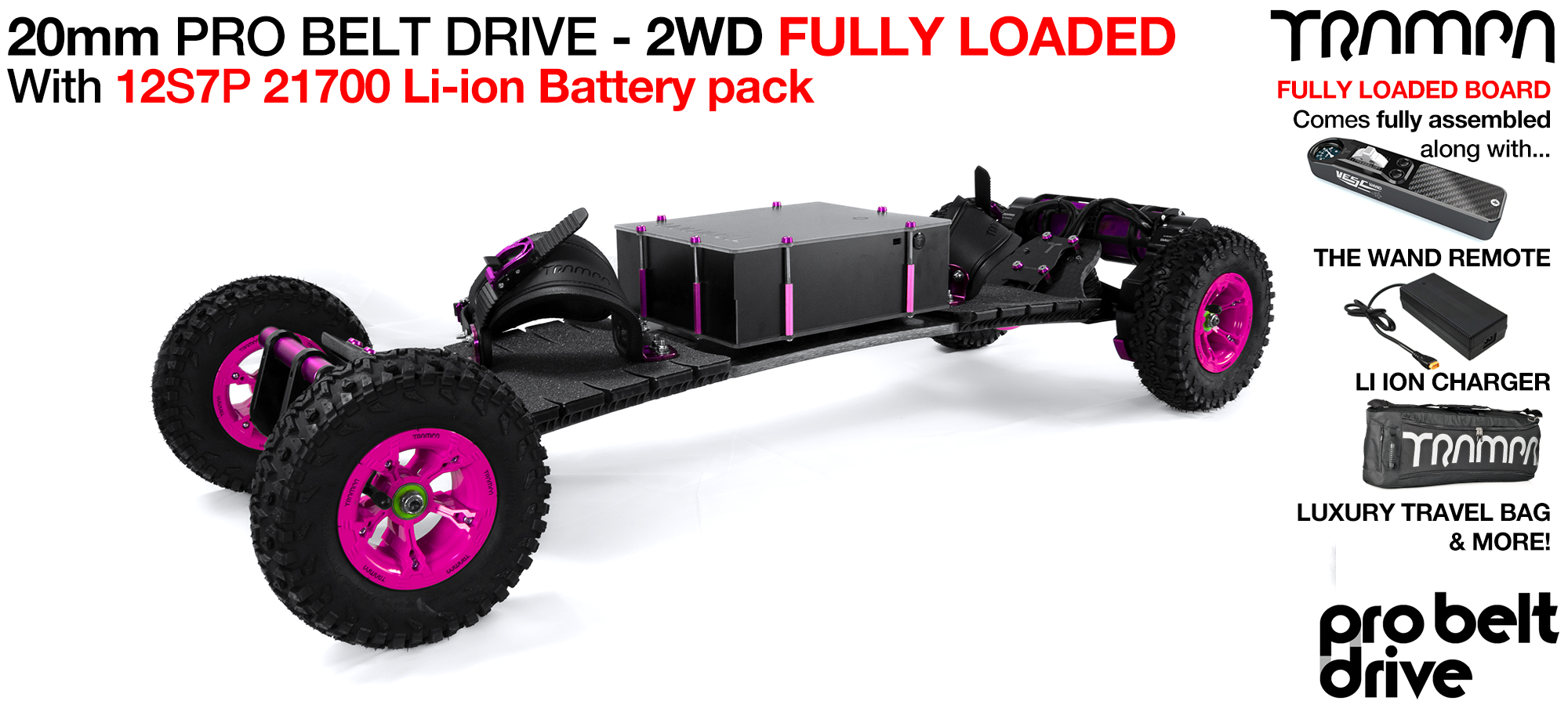 2WD 20mm PRO BELT DRIVE E-MTB - LOADED with 21700 Cell Pack (£2,150) (out of stock)