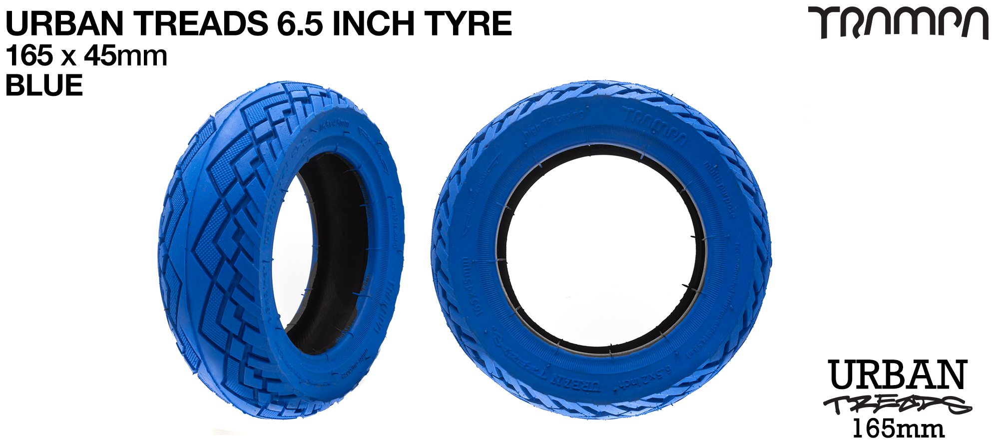 6.5 Inch Tyre TRAMPA URBAN TREADS is the perfect all round tyre for Urban & City riding - BLUE 