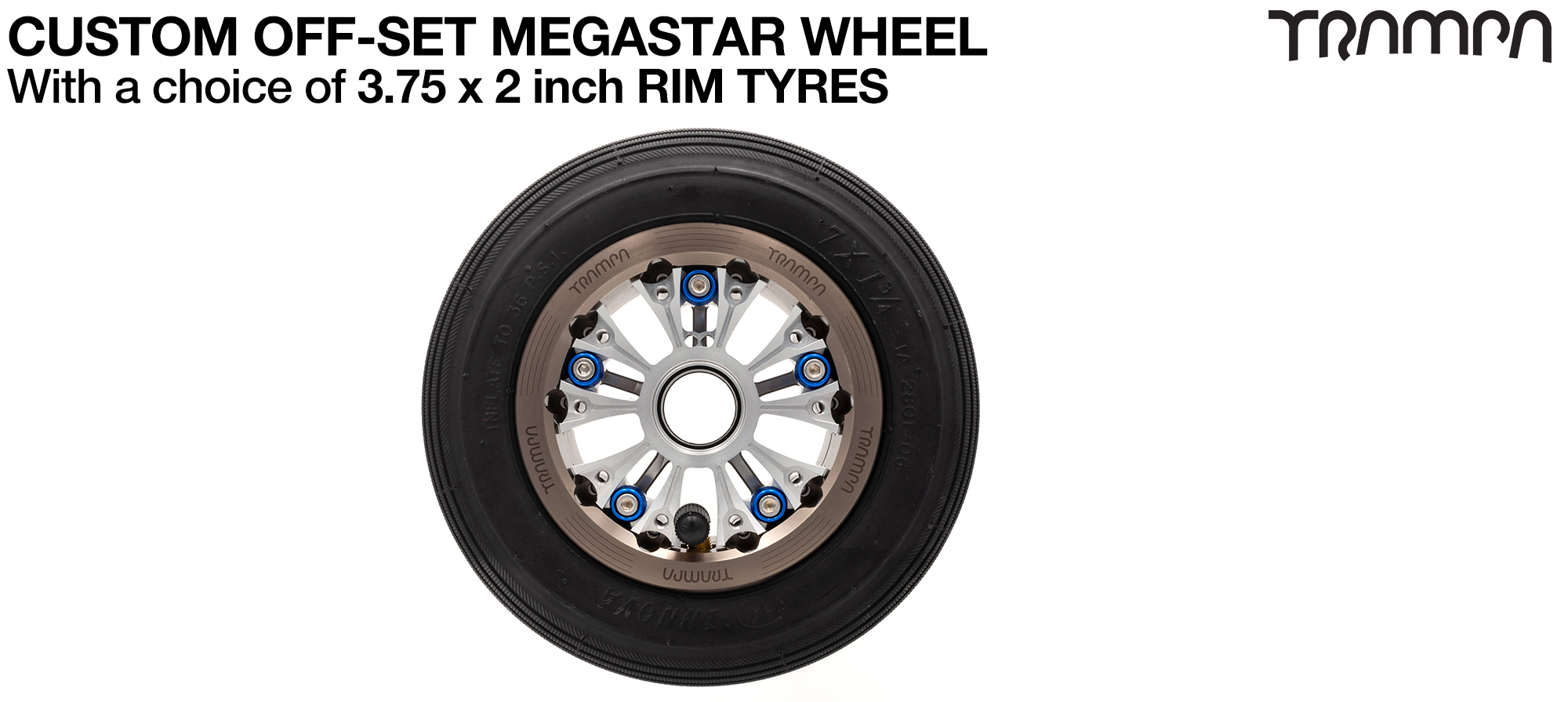 OFF-SET MEGASTAR 8 Wheel 3.75 x 2 Inch - Fits all TRAMPA Tyres up to 8 Inch - 7 Inch INLINE Tyres 