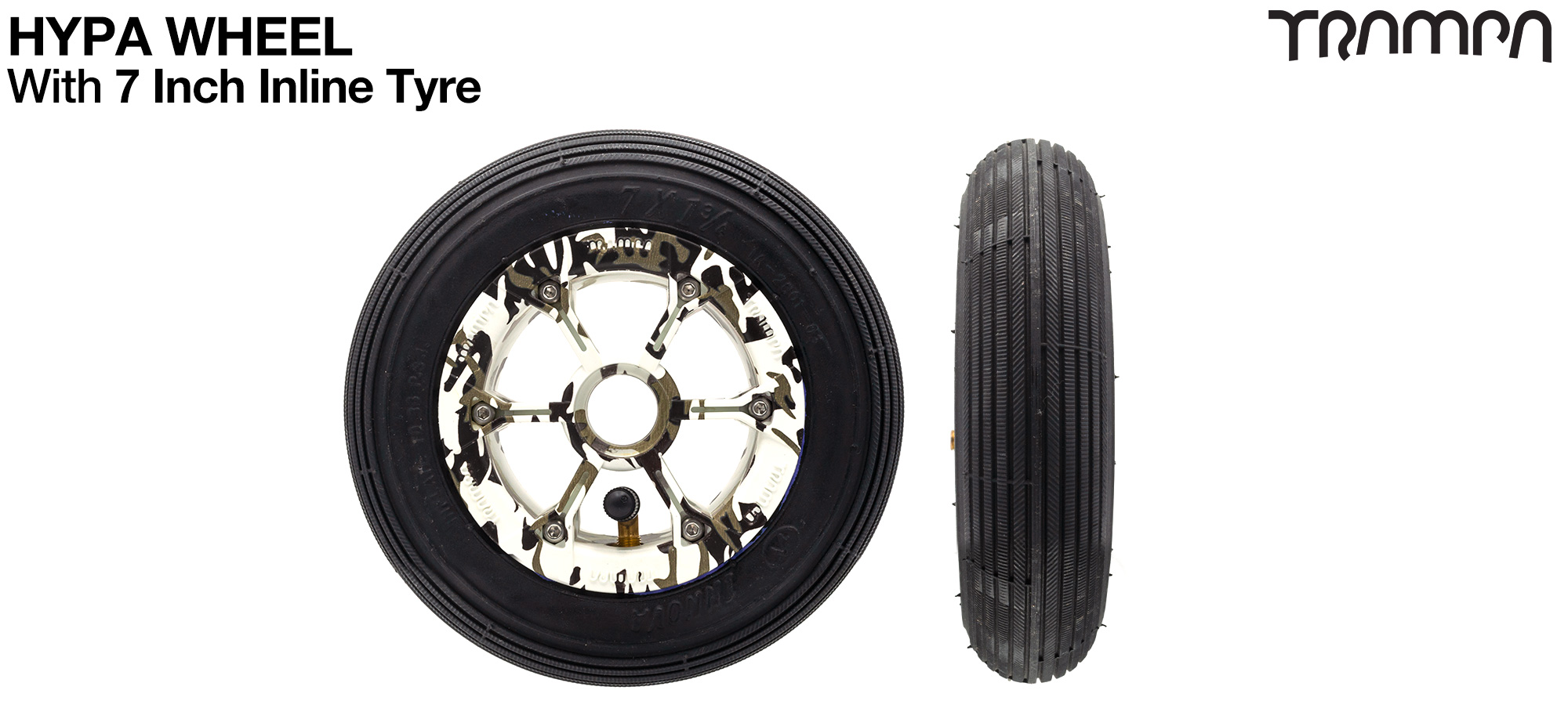 HYPA WHEELS Showing with 7 Inch INLINE Tyre (£35)