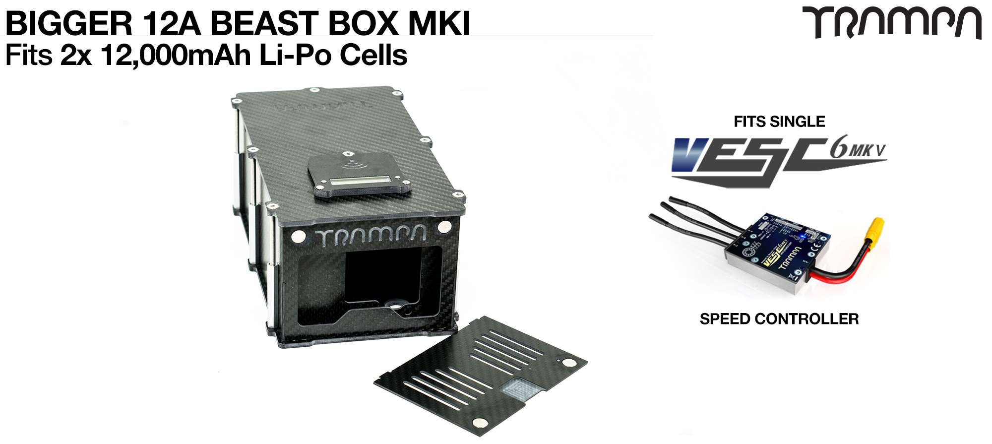 MkI 12A BIGGER BEAST Box with Internal Housing for 1x VESC 6 & 2x 6s 12A cells 