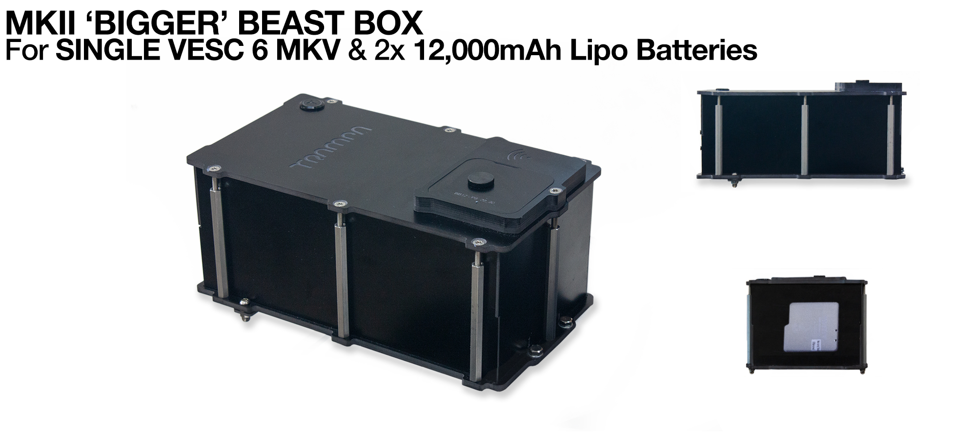 MKII 12A BIGGER BEAST Box fits 1x VESC 6 & 2x 6s 12A cells to give approx 15 miles range