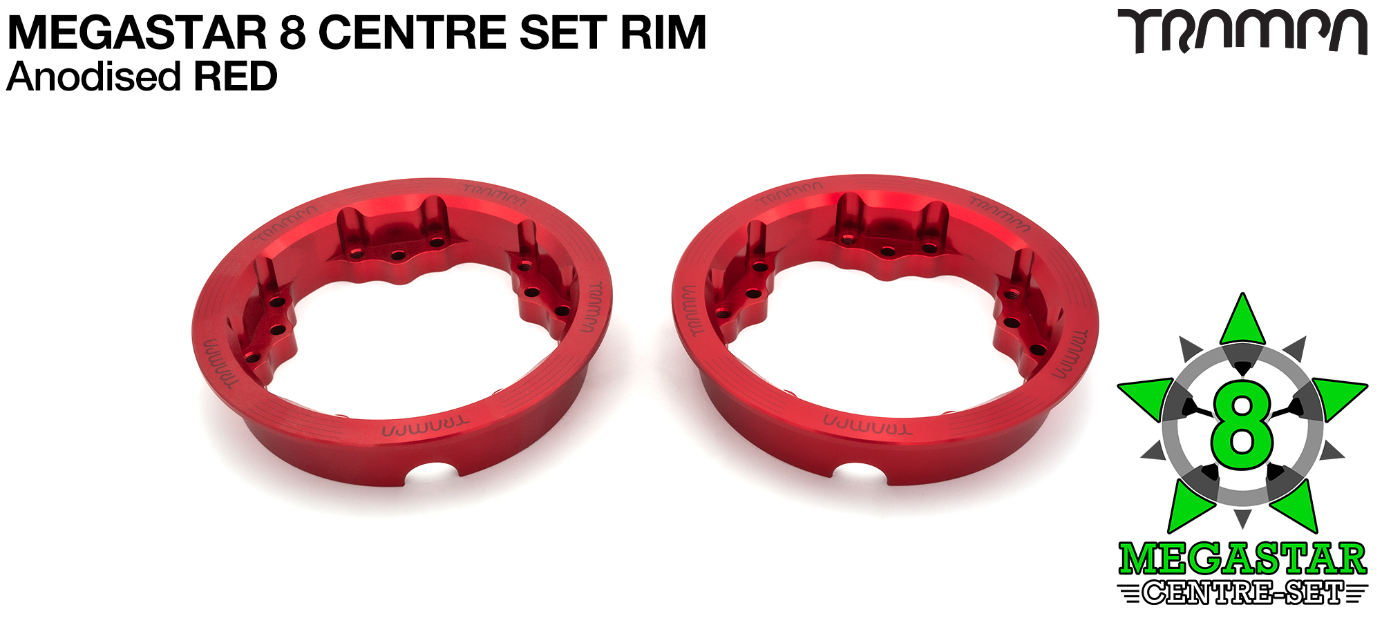 MEGASTAR 8 Centre-Set Rims x4 - RED (£125)