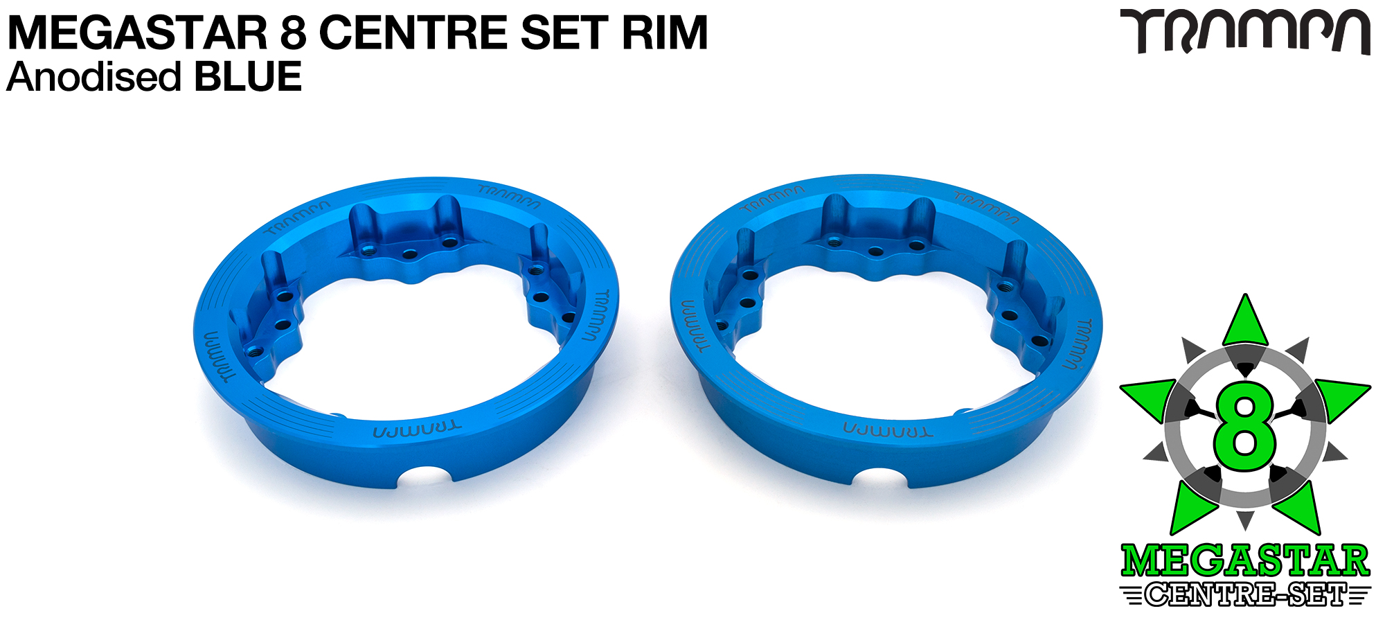 MEGASTAR 8 Centre-Set Rims x4 - BLUE (£125)