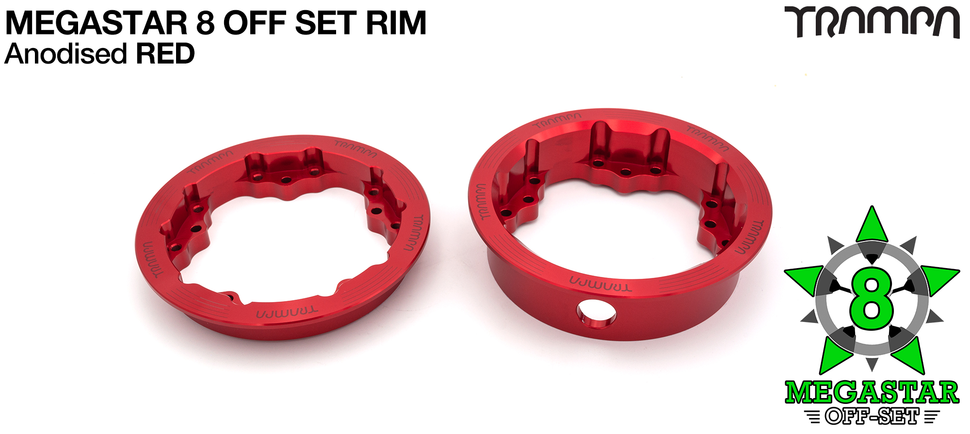 MEGASTAR 8 Off-Set Rims x4 - RED (£125)