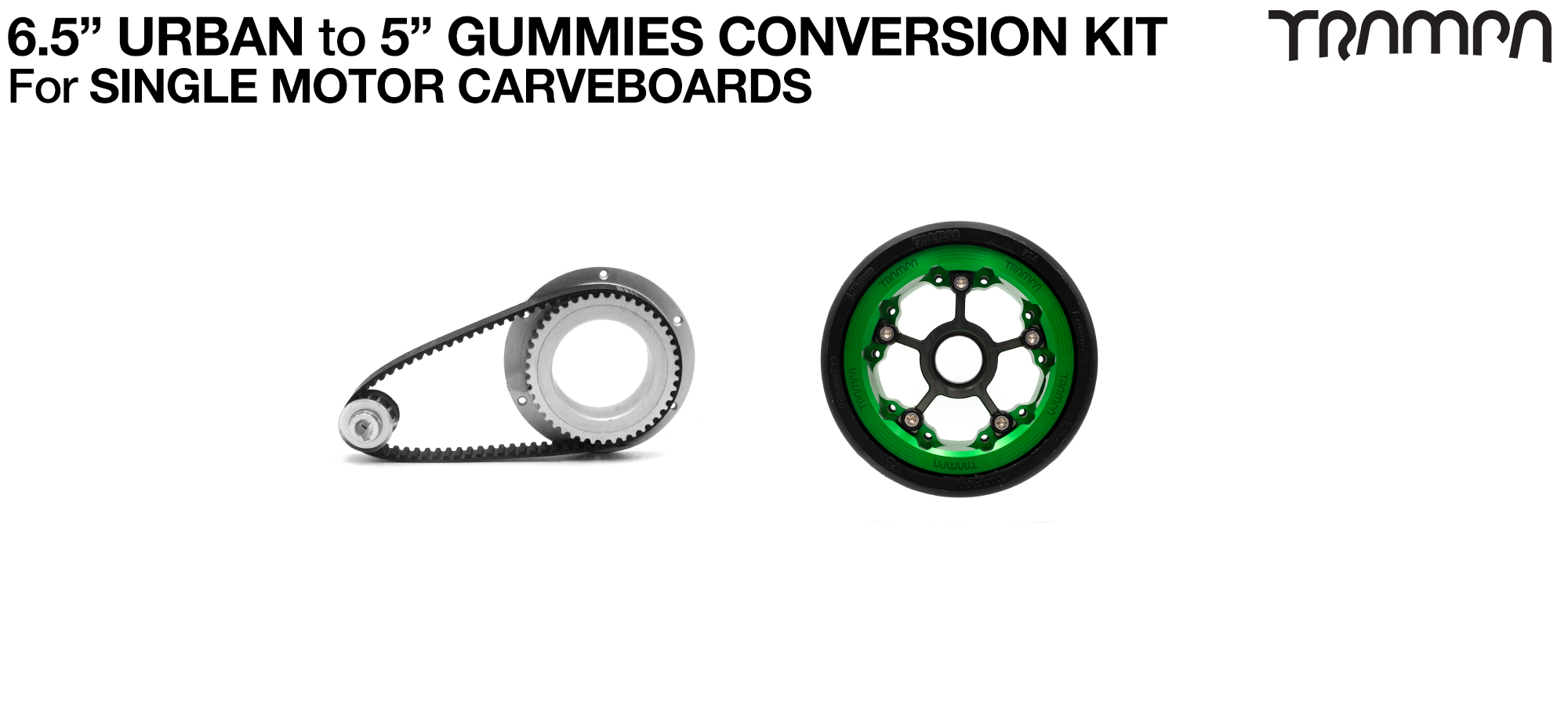 URBAN to GUMMIES Carveboard Complete Conversion kit with 2x 44 Tooth Pulley Kits 4x 7 Inch Custom wheels for SINGLE Motor Mounts  