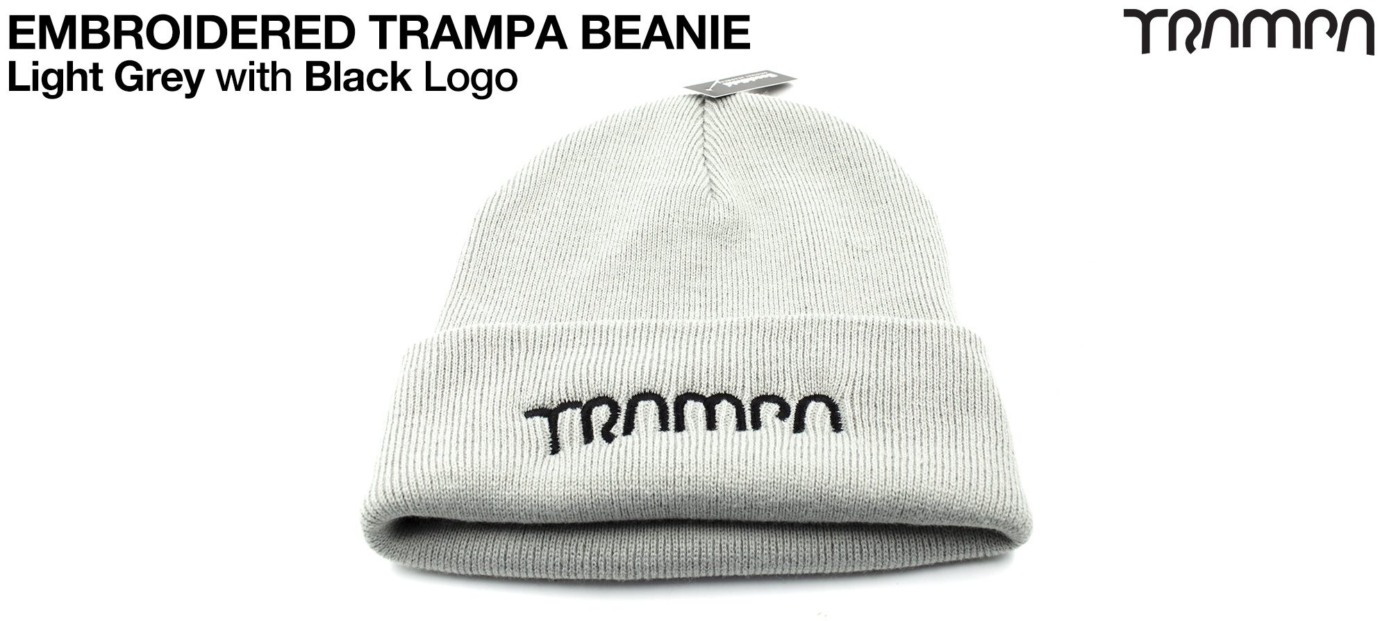 Marl GREY Woolly hat with Black TRAMPA logo