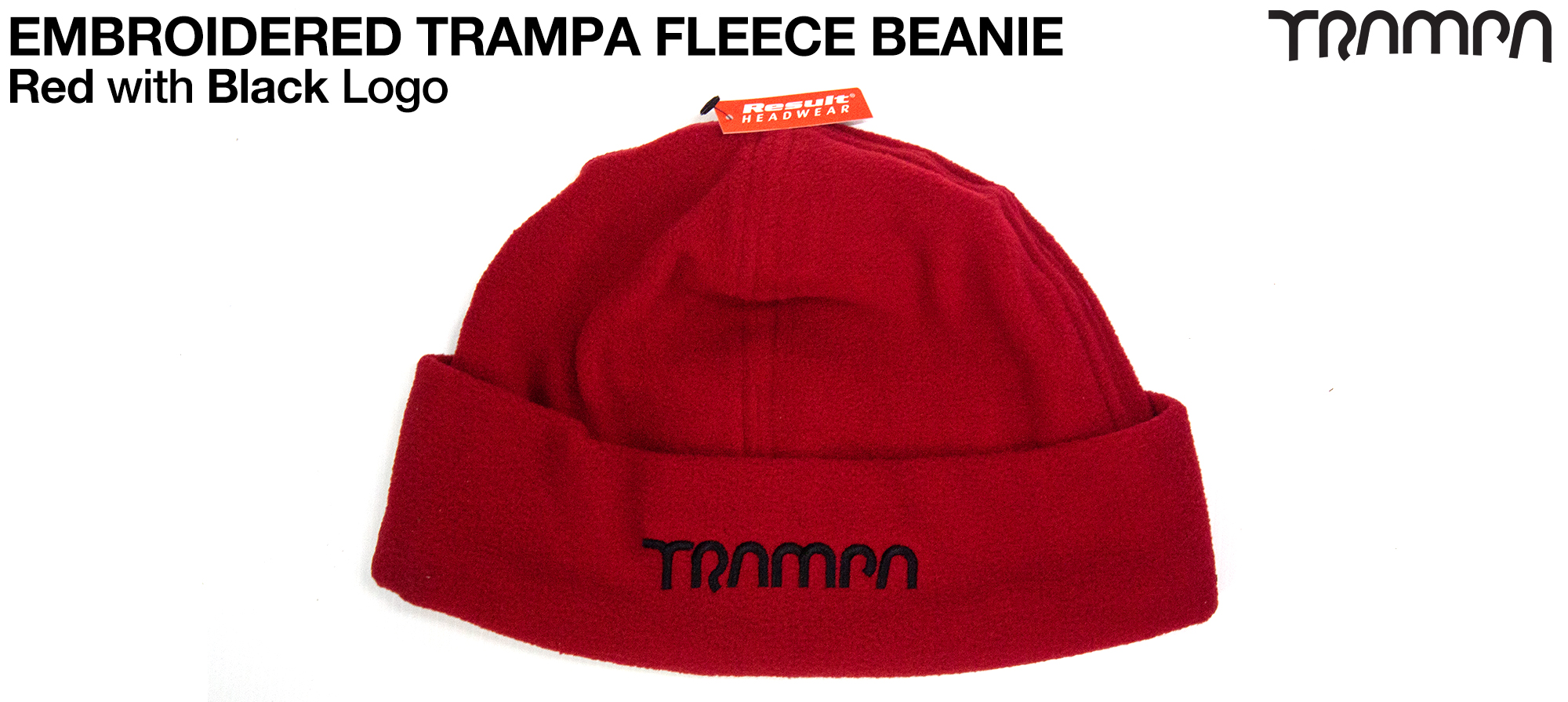 Fleece Winter Hat - RED Fleece with Black Logo