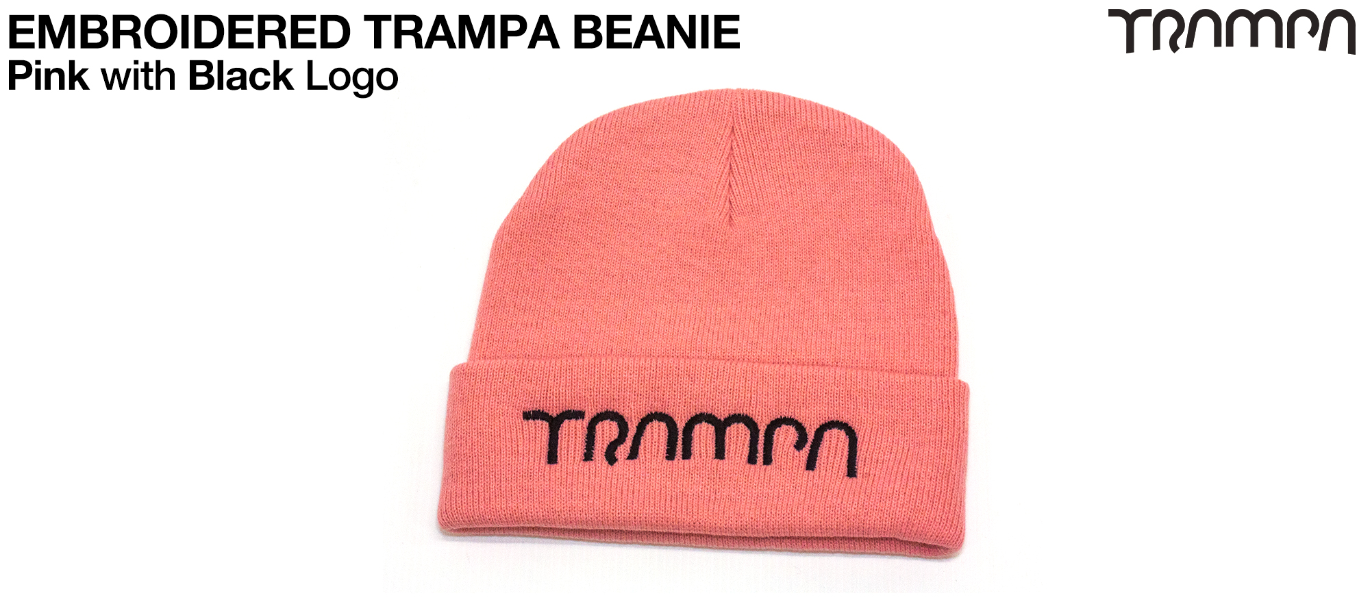 Pansie PINK Woolly hat with BLACK TRAMPA logo