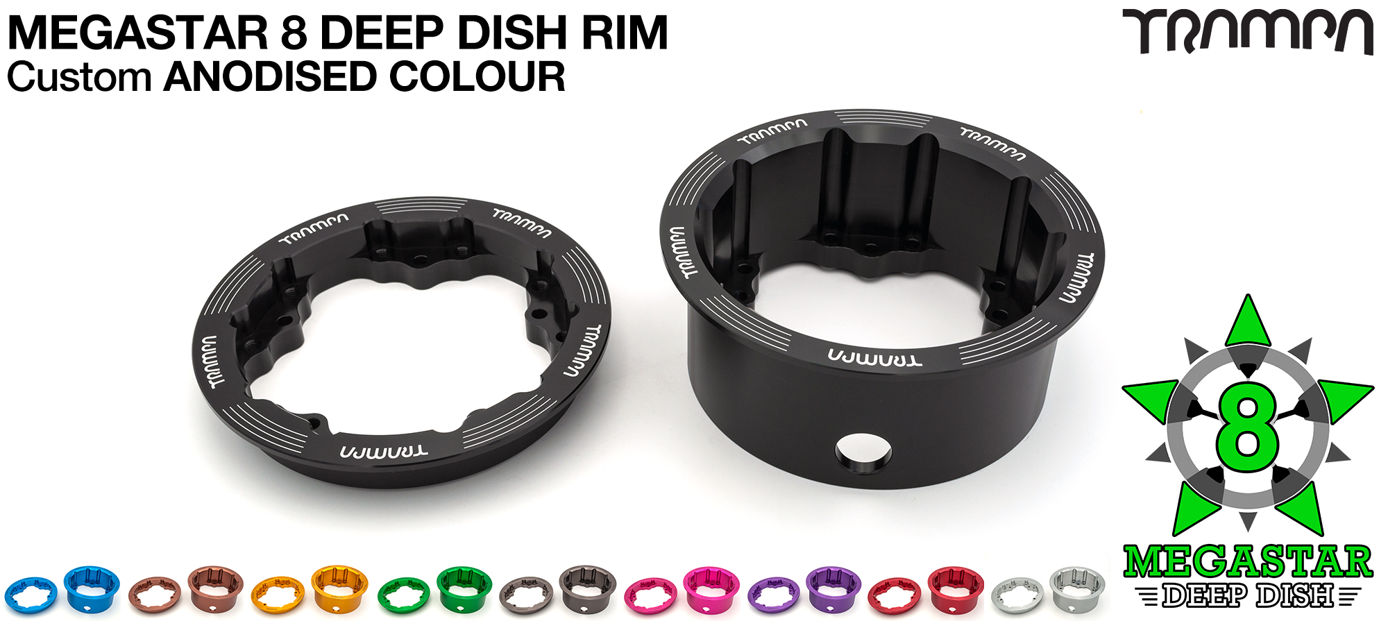 MEGASTAR 8 DEEP-DISH Rims Measure 3.75 x 2.5 Inch & accept all 3.75 Rim Tyres