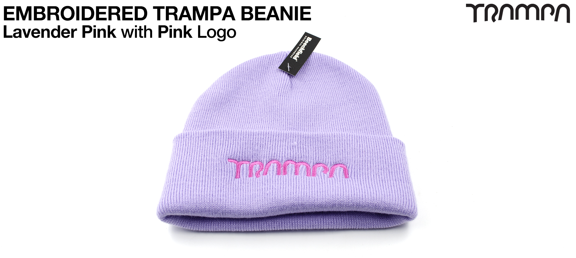 Lavender PINK Woolly hat with PINK TRAMPA logo