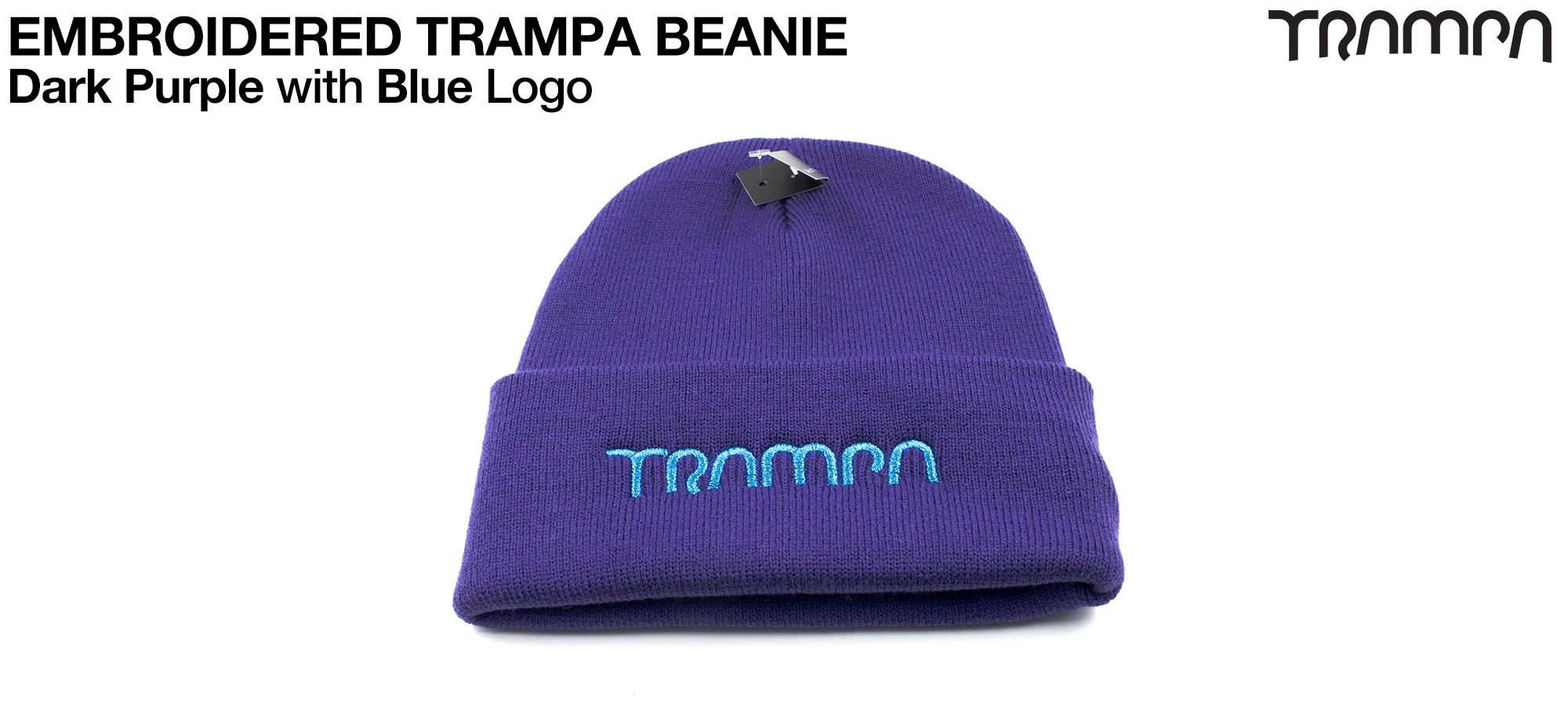 PURPLE Woolly hat with Vivid ELECTRIC BLUE TRAMPA logo