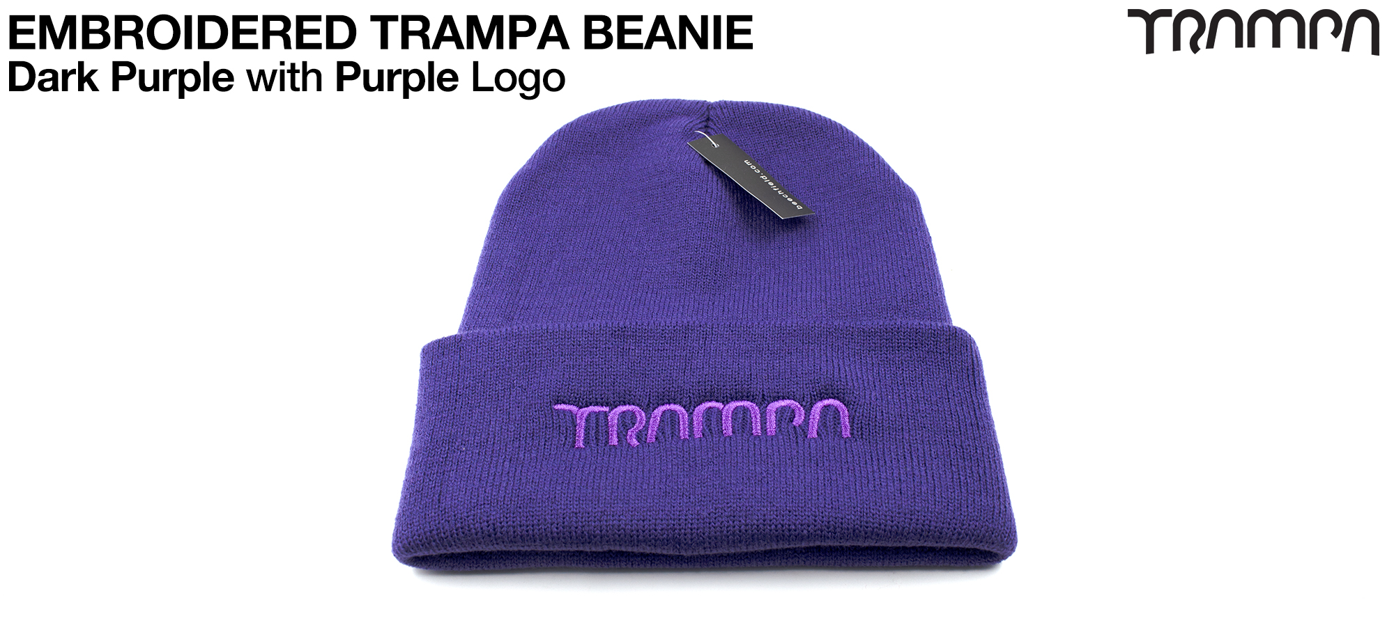 PURPLE Woolly hat with ELECTRIC PURPLE TRAMPA logo 