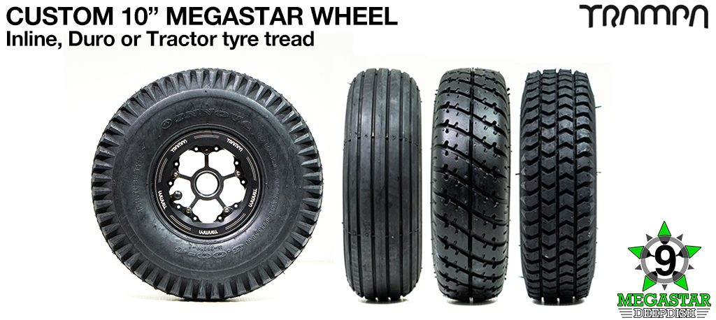 10 inch MEGASTAR 9 9 Wheel with OFFSET Bearing position & any 10 Inch Tyre (£75)
