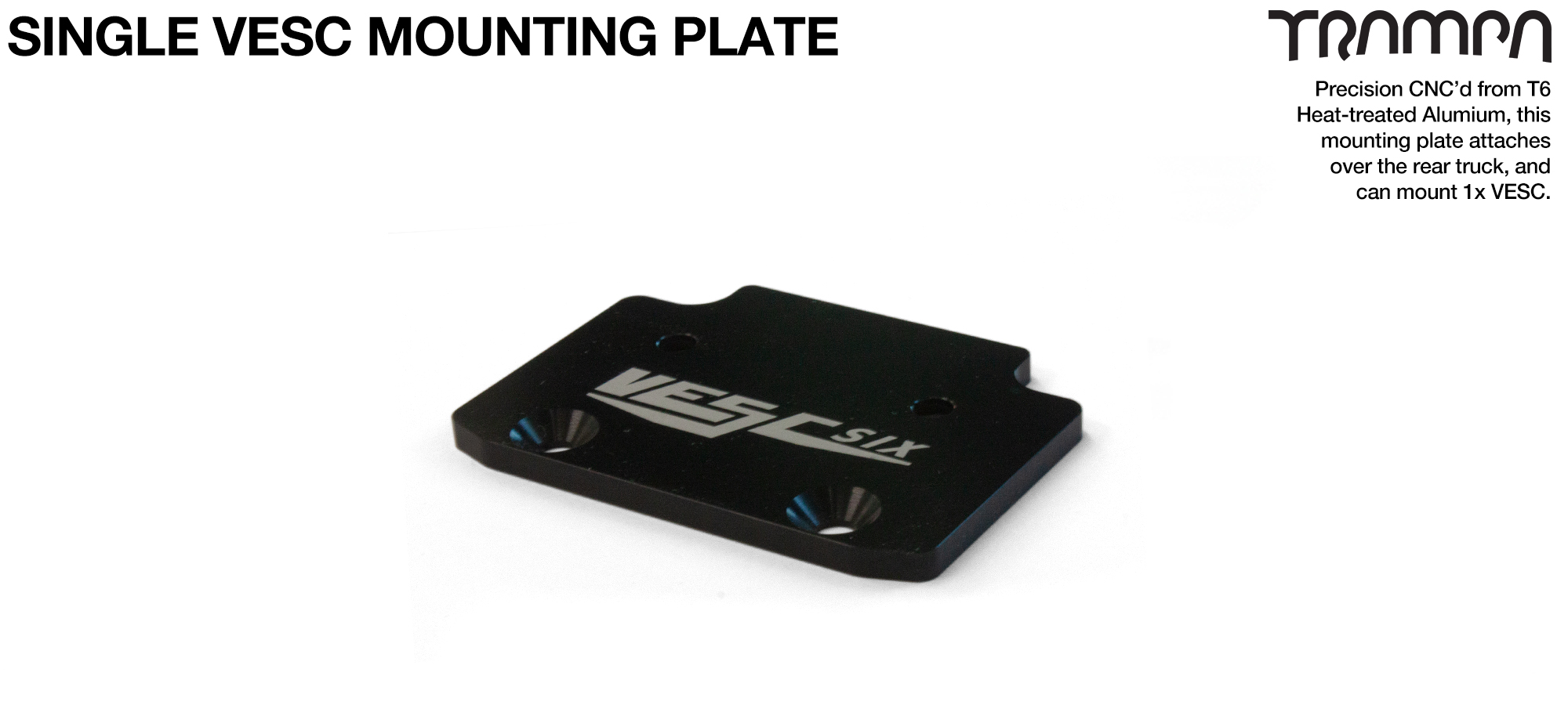 2x SINGLE VESC ALUMINIUM Mounting Plate - BLACK 