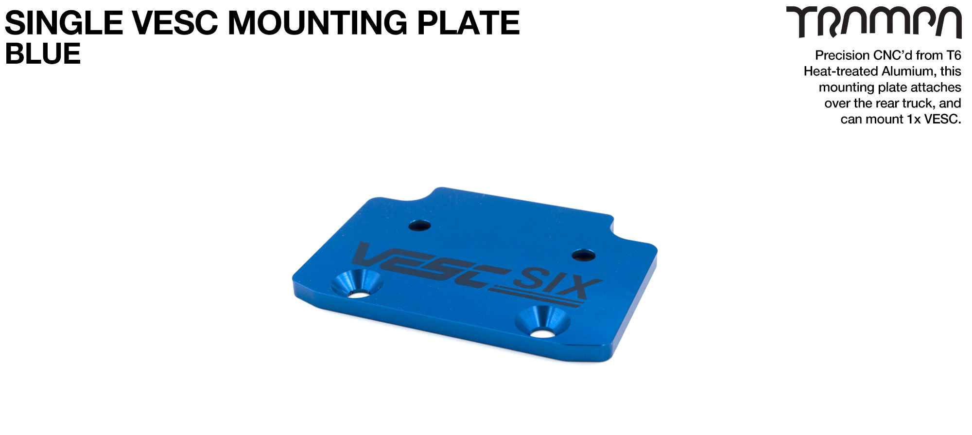 ALUMINIUM Mounting Plate for 1x VESC 6 & Fixing Bolts - BLUE 