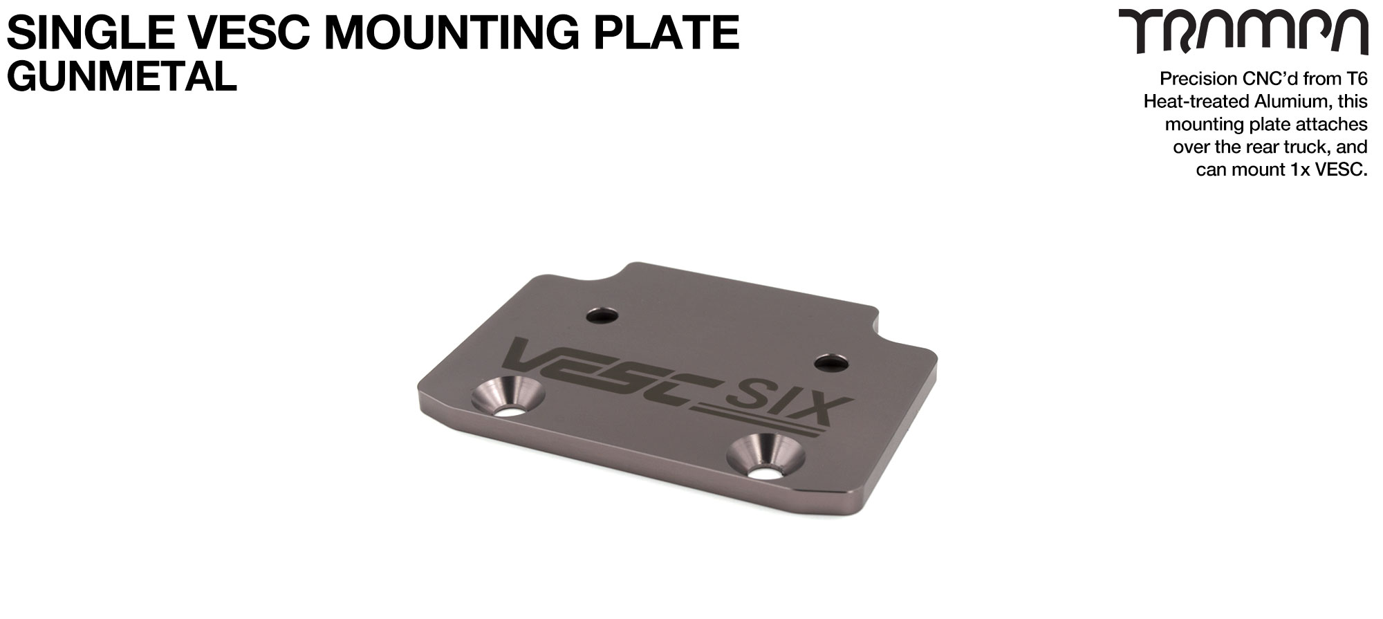 ALUMINIUM Mounting Plate for 1x VESC 6 & Fixing Bolts - GUNMETAL 