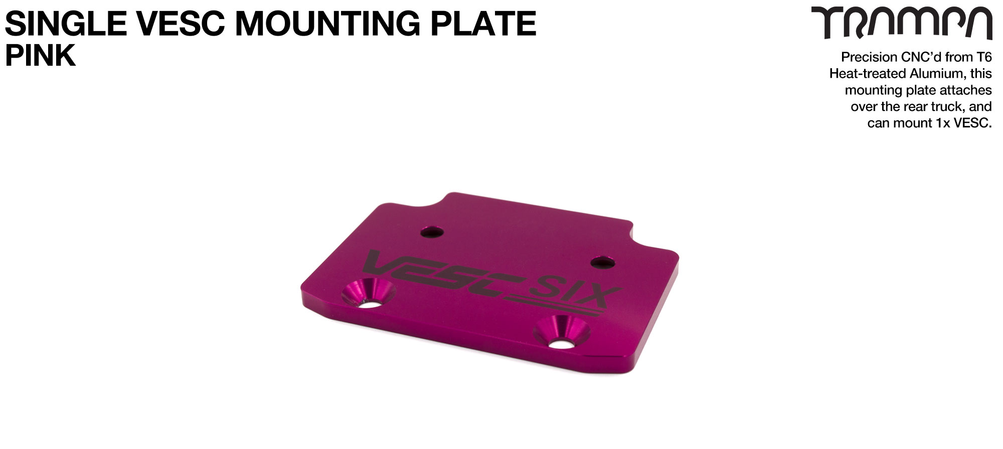 ALUMINIUM Mounting Plate for 1x VESC 6 & Fixing Bolts - PINK 