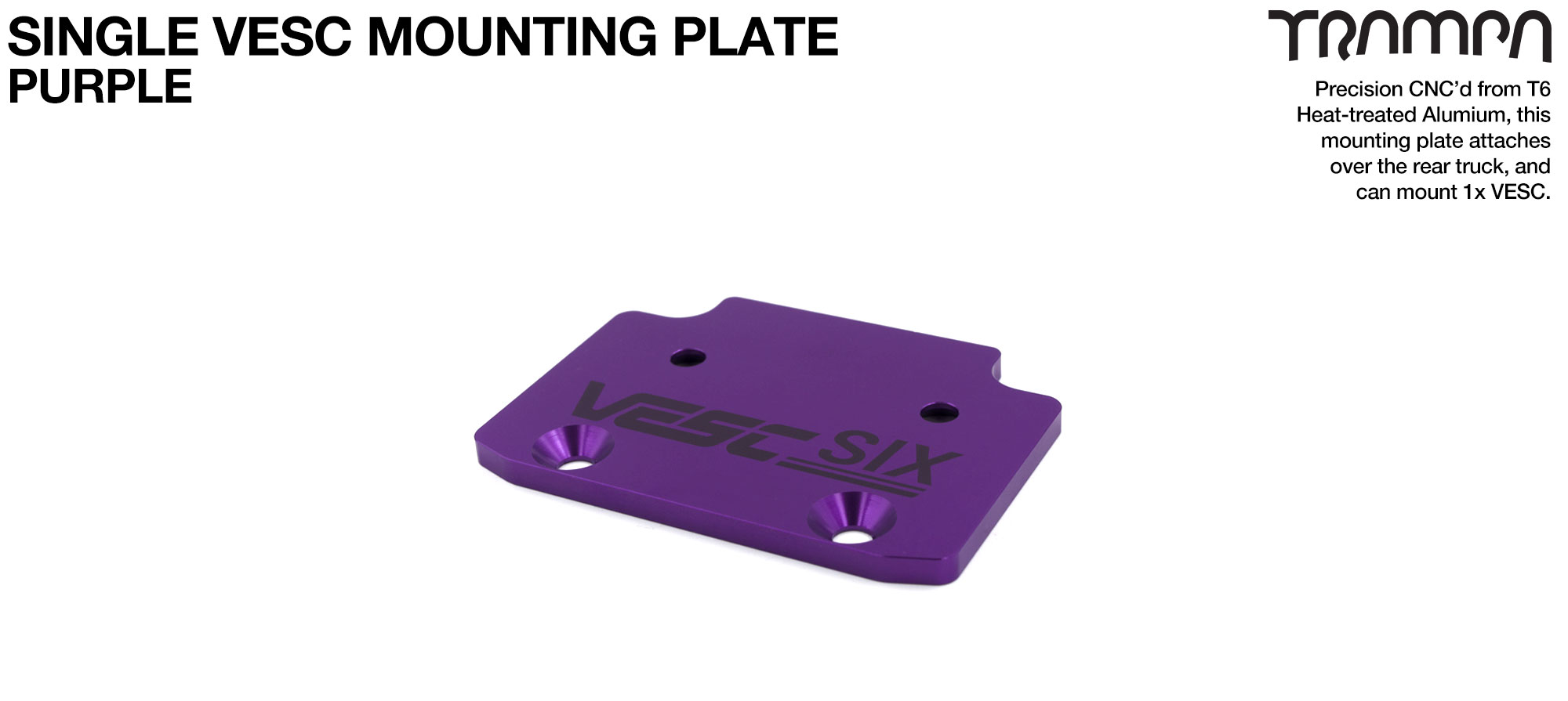 ALUMINIUM Mounting Plate for 1x VESC 6 & Fixing Bolts - PURPLE 