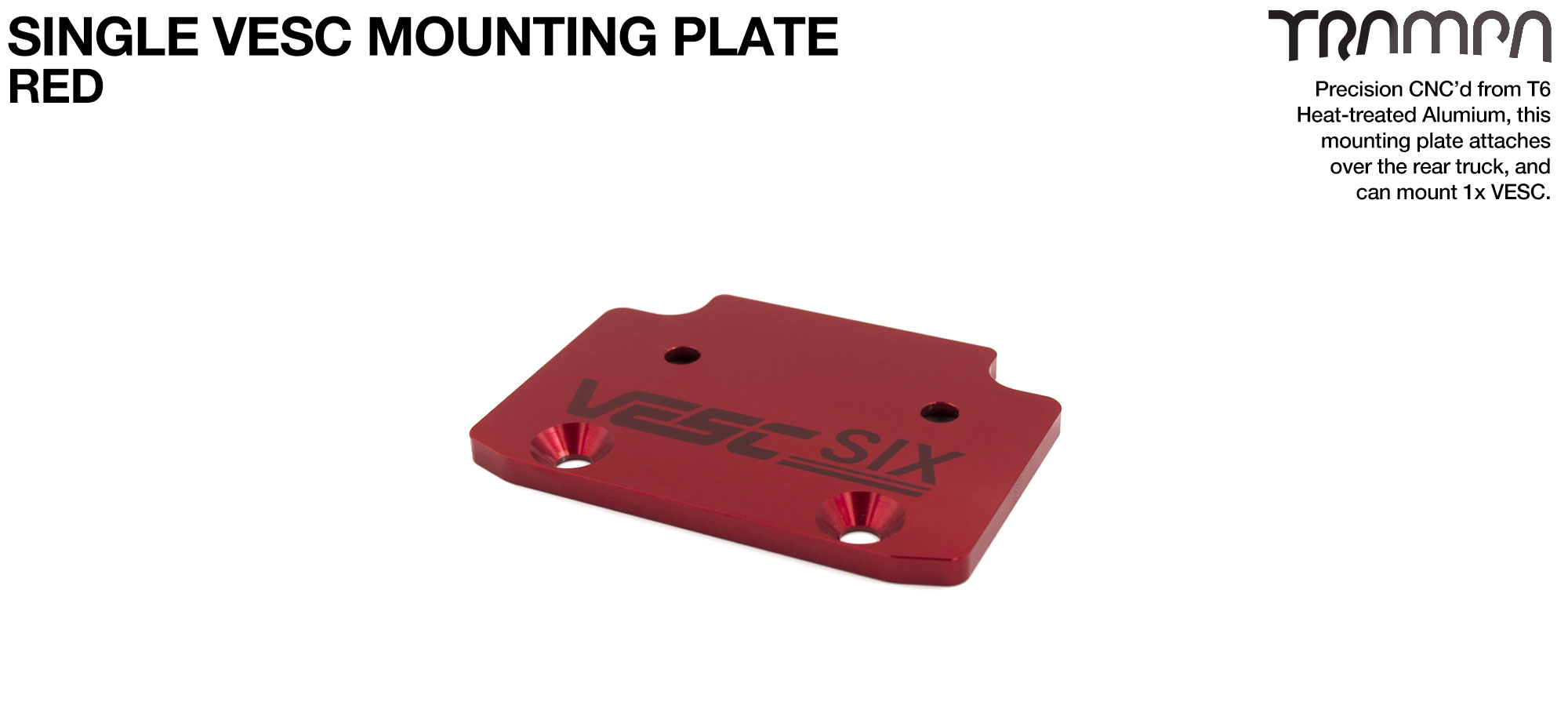 ALUMINIUM Mounting Plate for 1x VESC 6 & Fixing Bolts - RED 