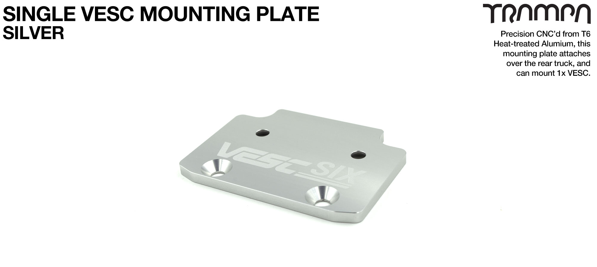 ALUMINIUM Mounting Plate for 1x VESC 6 & Fixing Bolts - SILVER 
