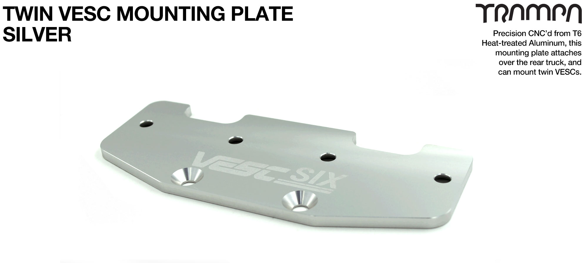 ALUMINIUM mounting Plate for TWIN VESC 6 - Anodised SILVER 