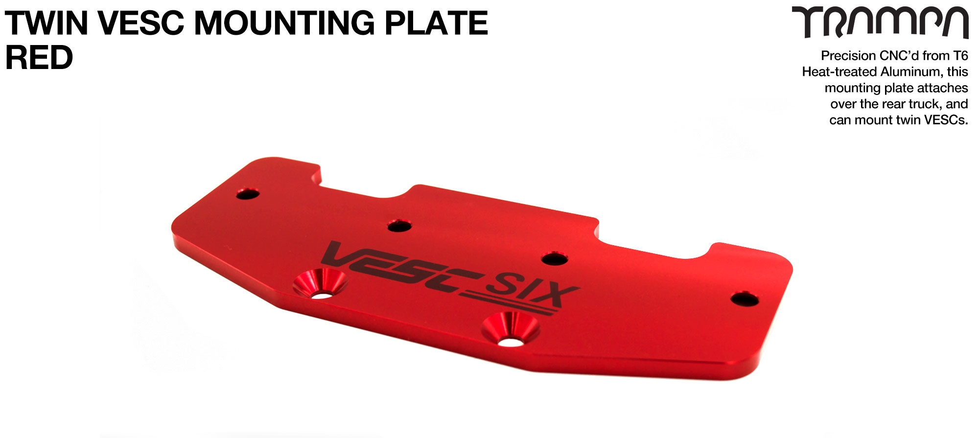 1x TWIN VESC ALUMINIUM Mounting Plate - RED 