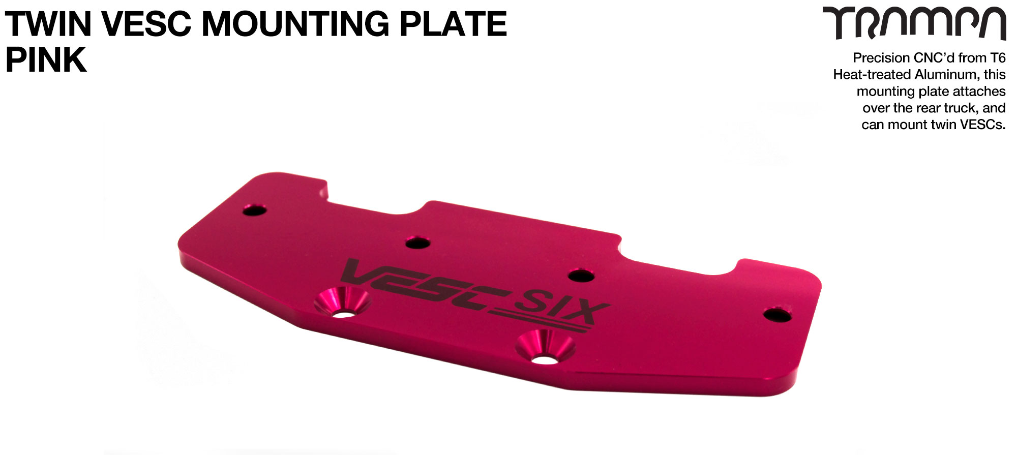 ALUMINIUM mounting Plate for TWIN VESC 6 - Anodised PINK 