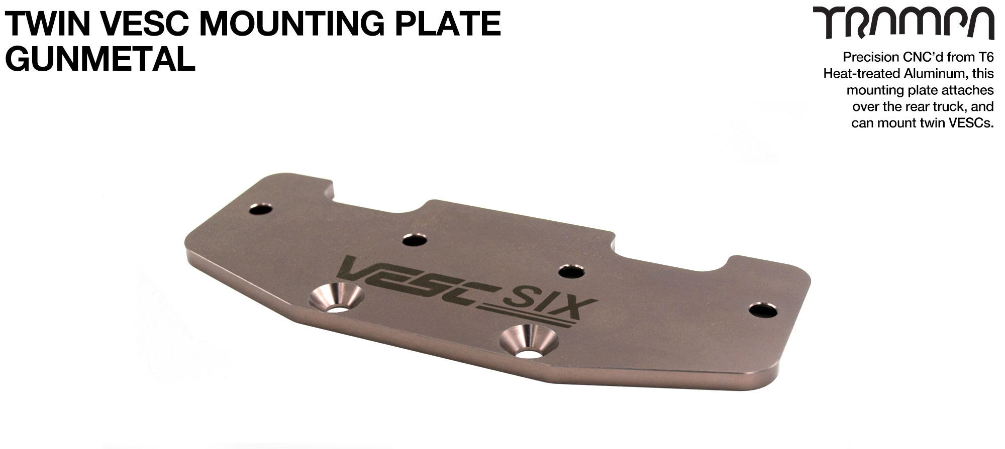 TWIN VESC 6 Aluminium Mounting Plate - GUNMETAL 