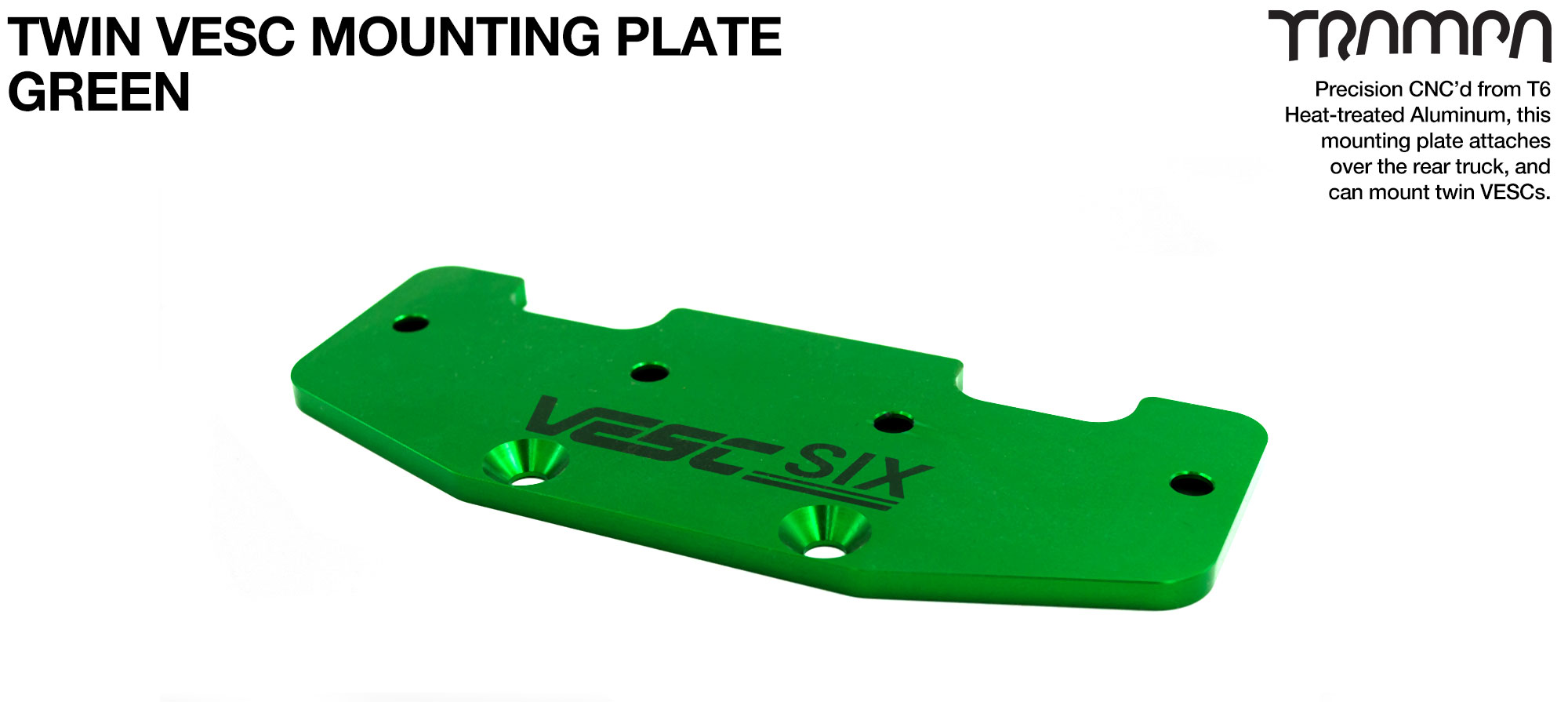 ALUMINIUM mounting Plate for TWIN VESC 6 - Anodised GREEN 