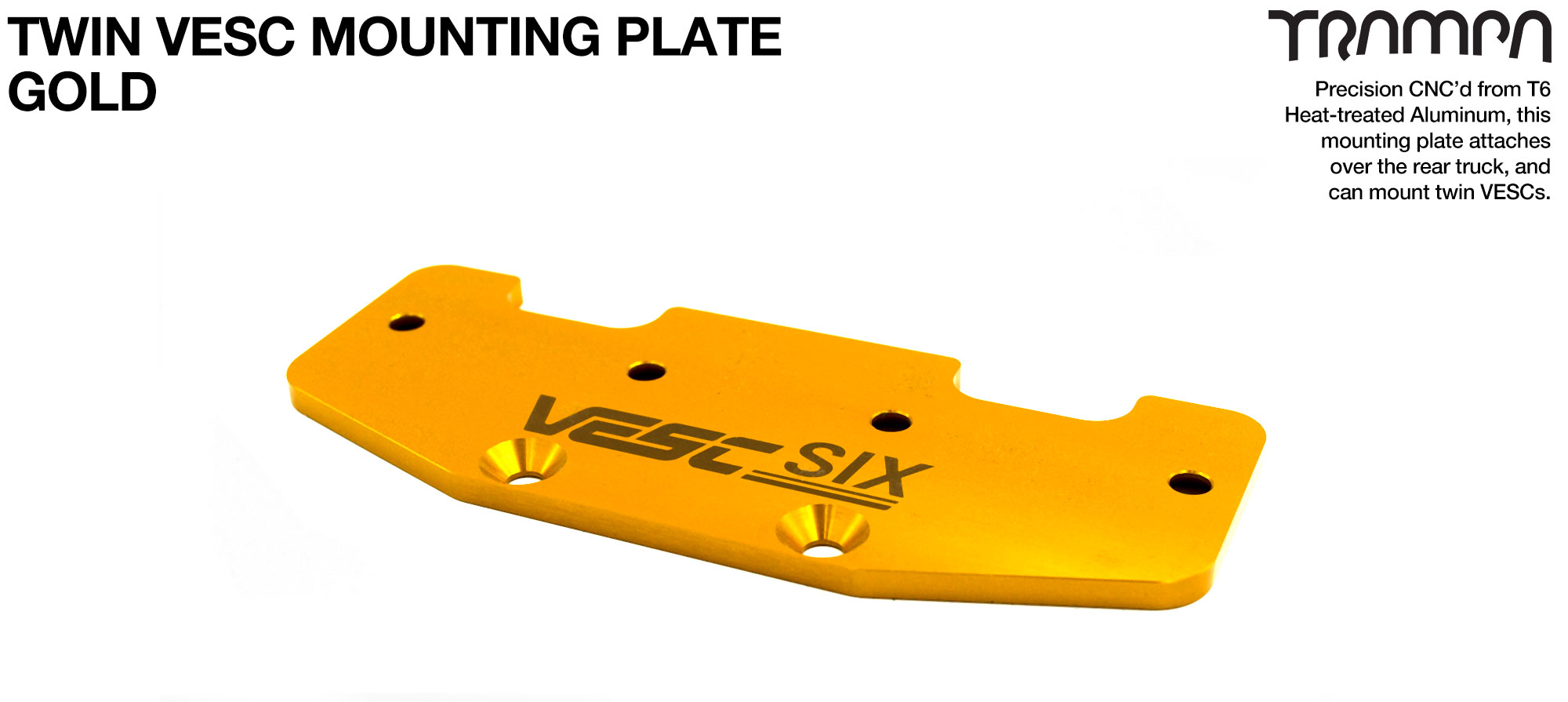 ALUMINIUM mounting Plate for TWIN VESC 6 - Anodised GOLD 