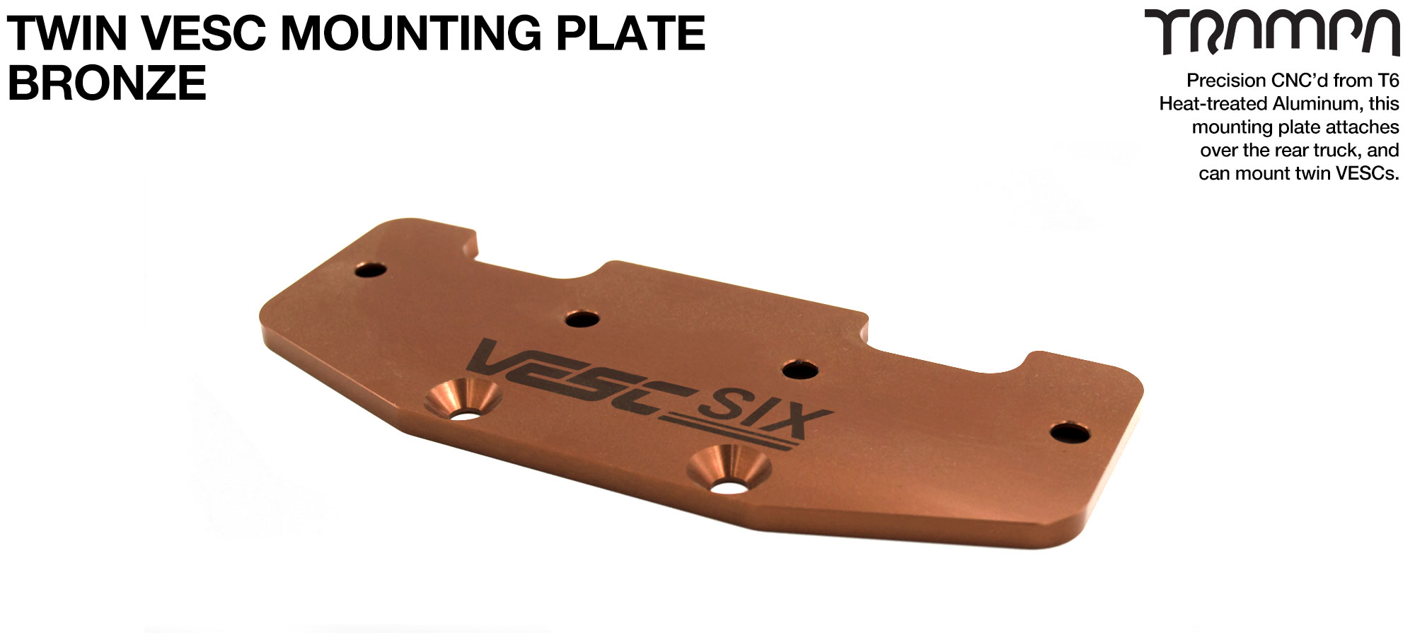 ALUMINIUM mounting Plate for TWIN VESC 6 - Anodised BRONZE 
