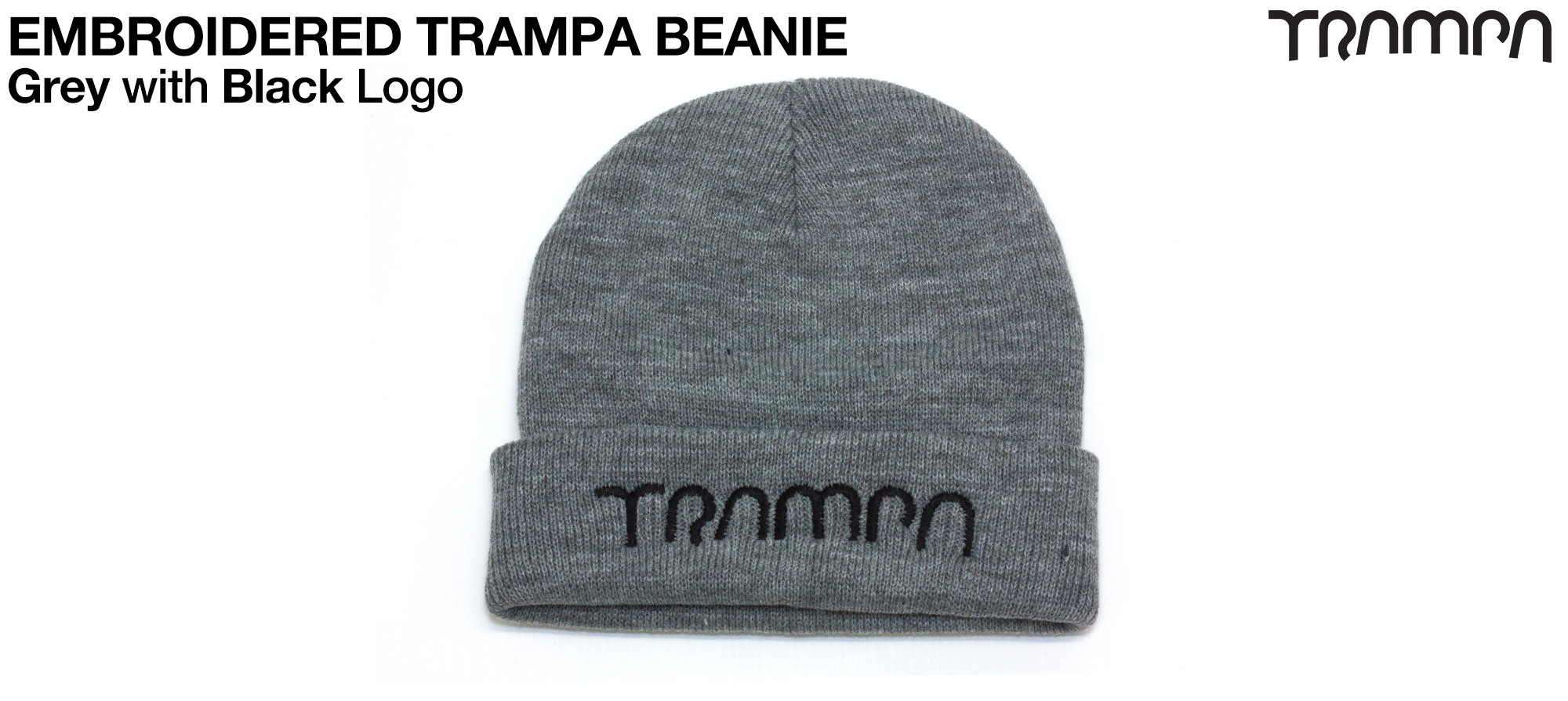 Marl GREY Beanie with Black TRAMPA logo (£12.50)