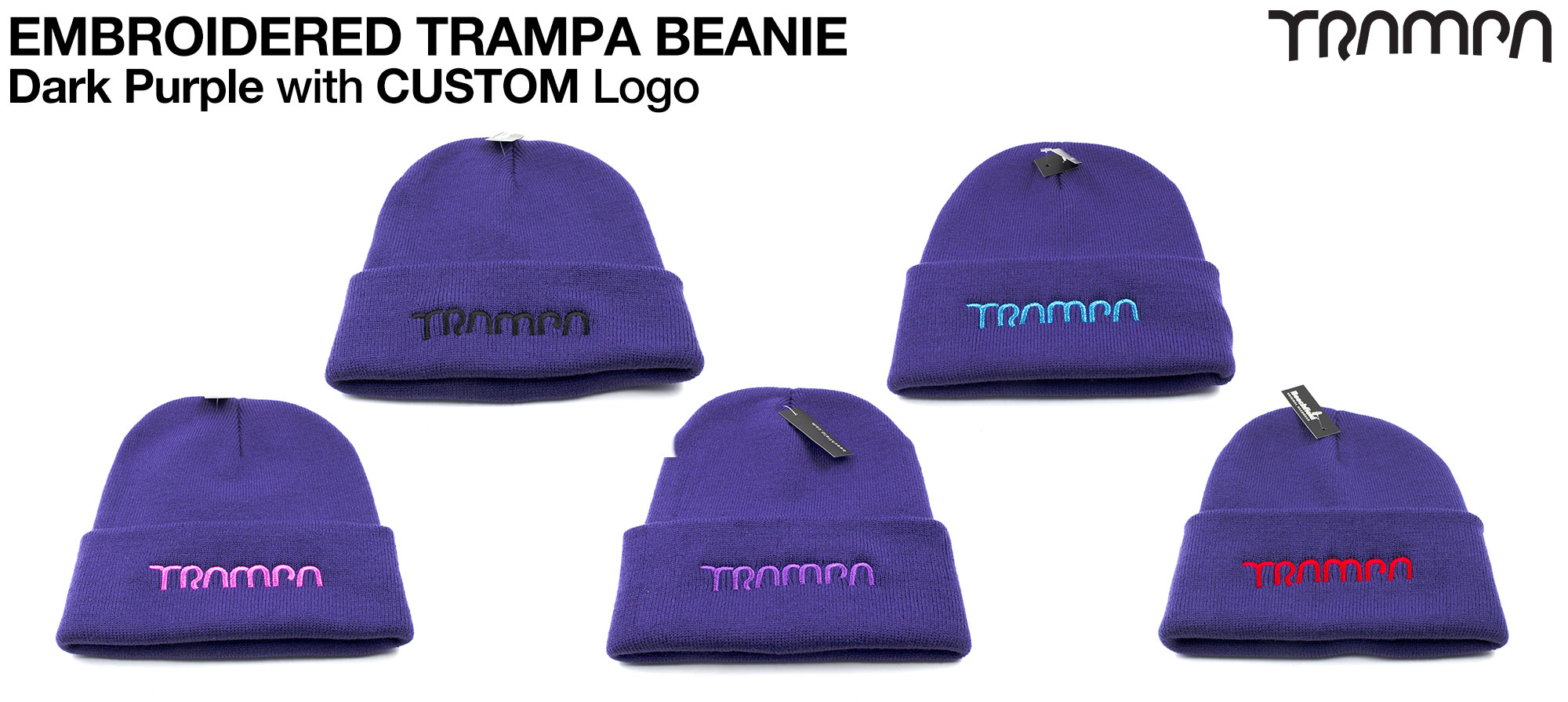 PURPLE Beanie with EMBROIDERED TRAMPA logo